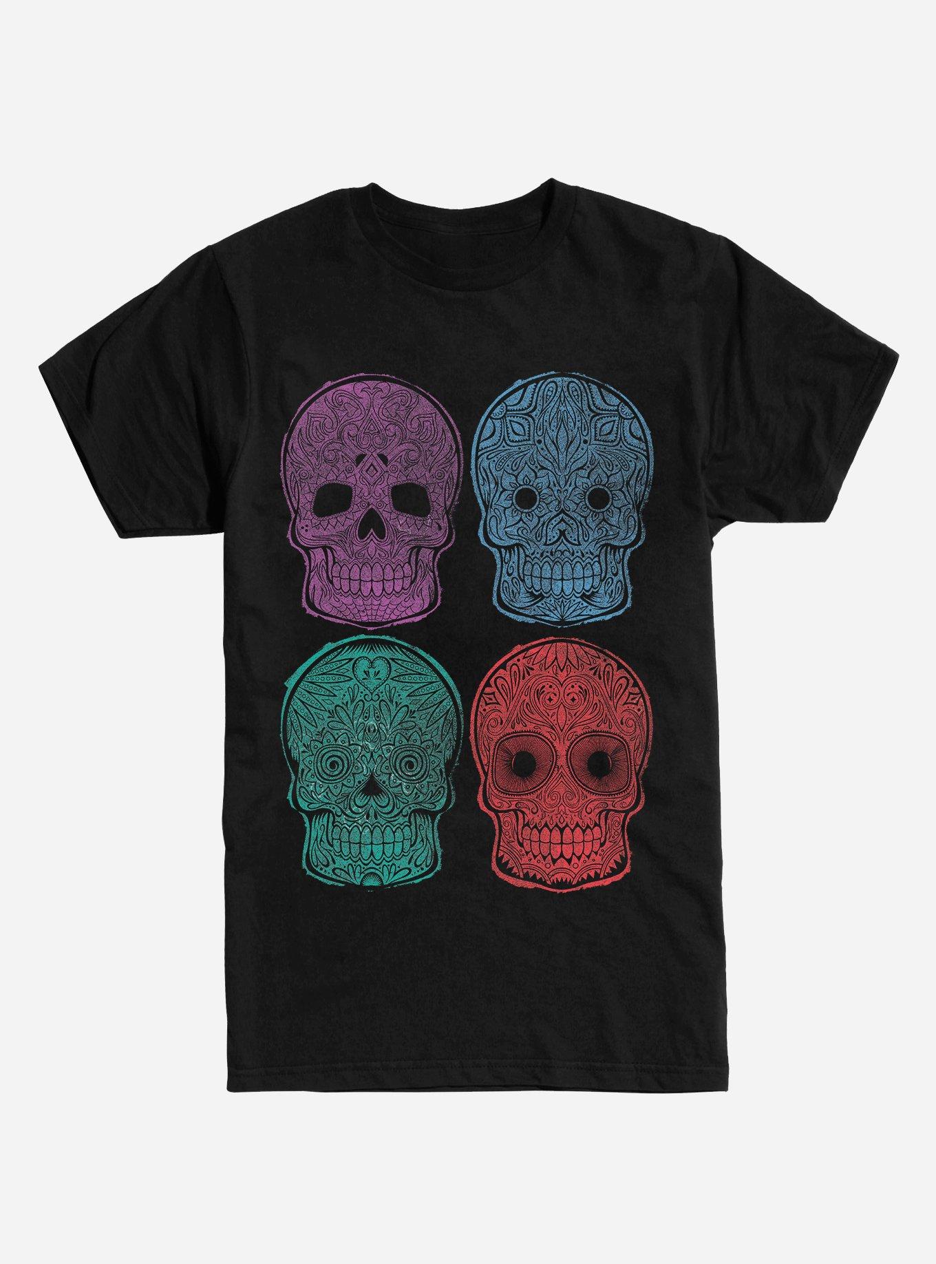 Sugar Skull Pop Art T-Shirt, BLACK, hi-res