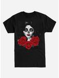 Muertos Girl Roses T-Shirt, BLACK, hi-res