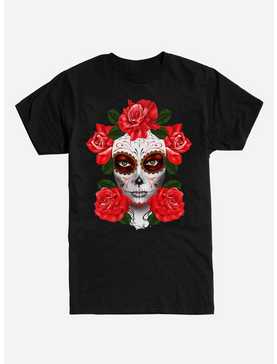 Muertos Girl Sugar Skull Rose T-Shirt, , hi-res