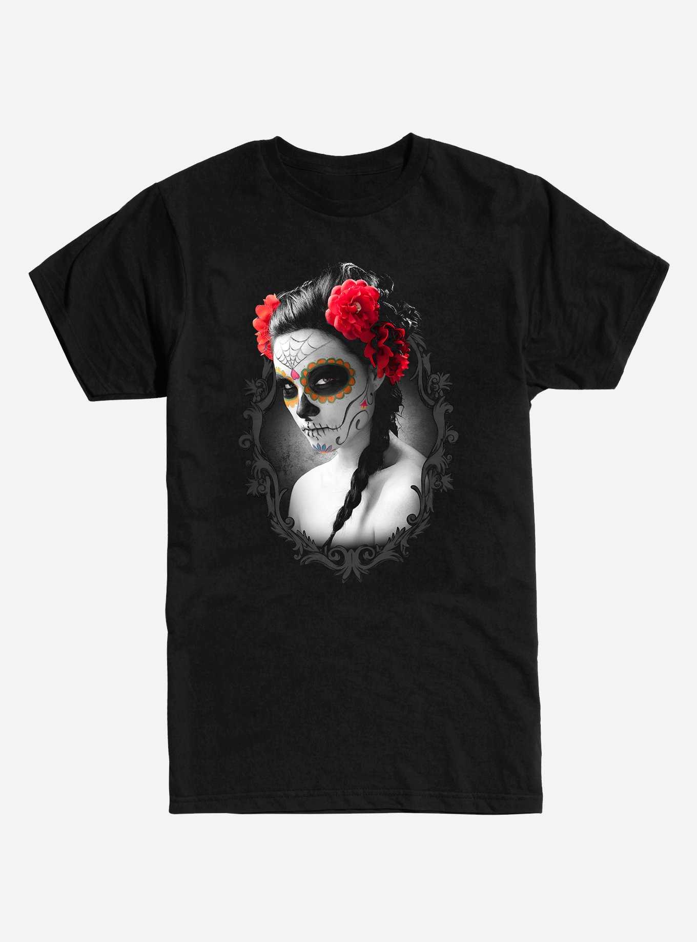 Framed Muertos Girl Sugar Skull T-Shirt, , hi-res