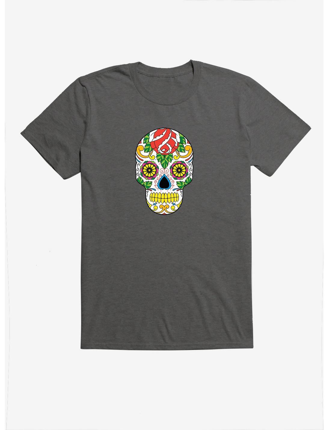 Bright Sugar Skull T-Shirt, CHARCOAL, hi-res