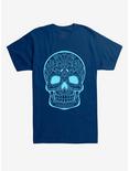 Bright Blue Sugar Skull T-Shirt, NAVY, hi-res