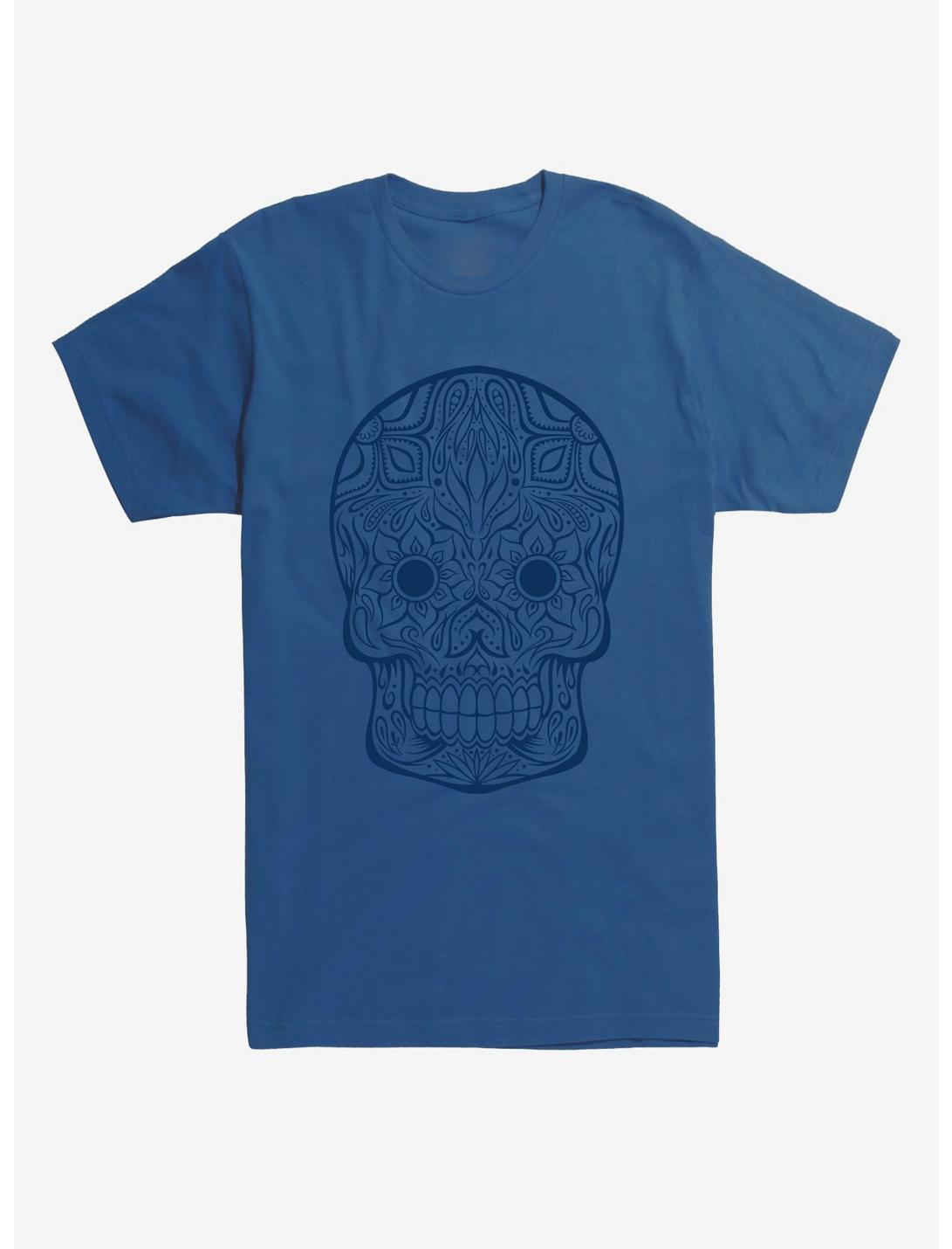 Blue Sugar Skull T-Shirt, ROYAL BLUE, hi-res