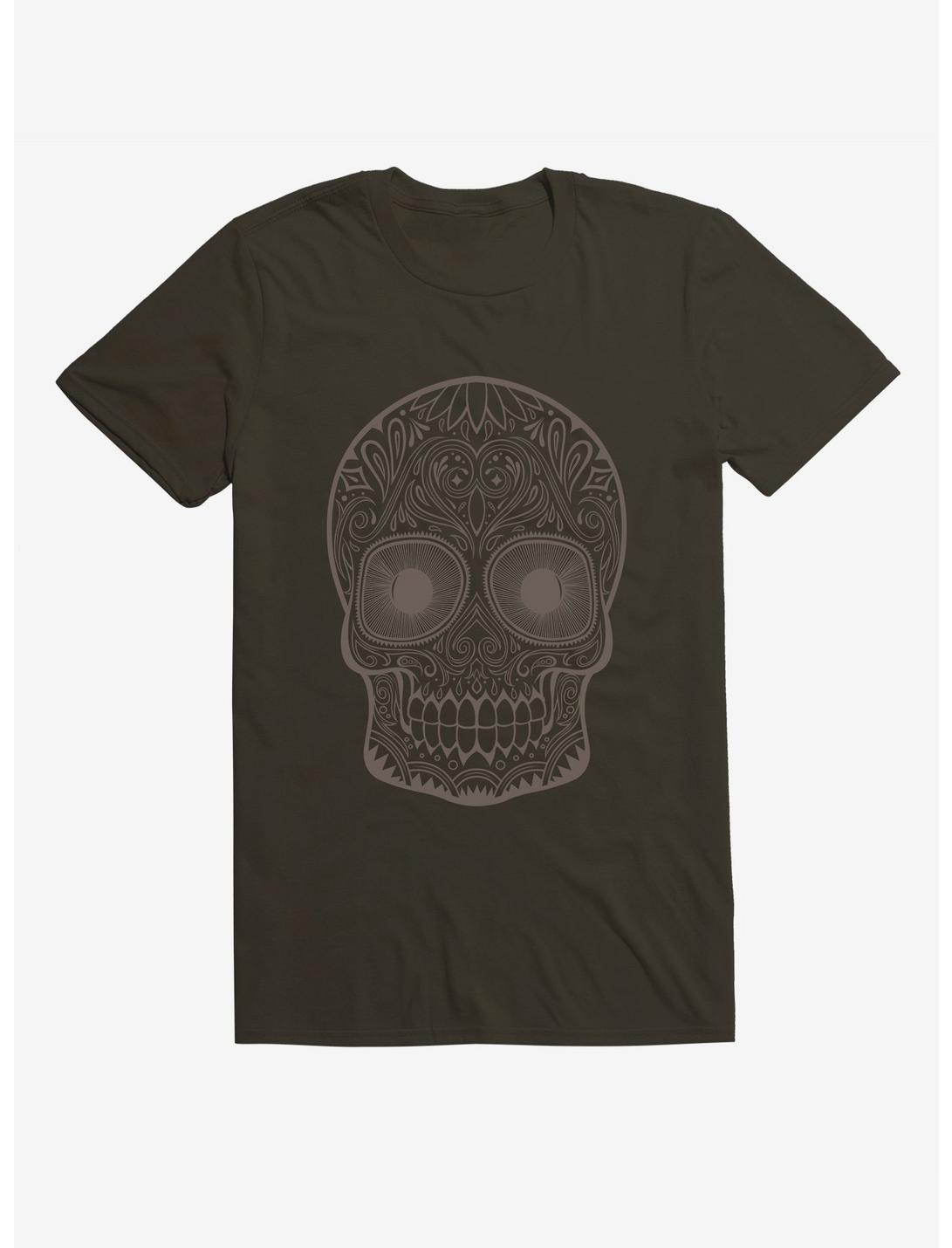 Light Grey Sugar Skull T-Shirt, SMOKE, hi-res