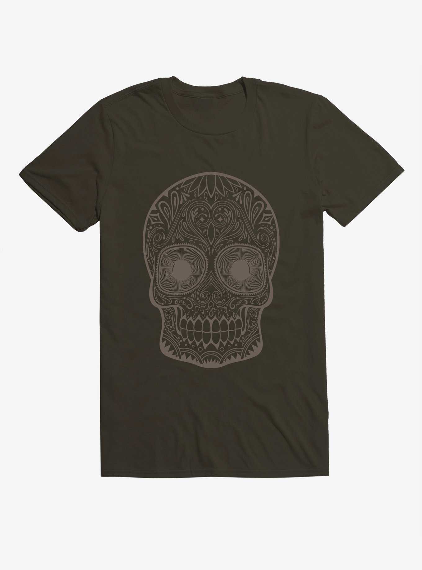 Light Grey Sugar Skull T-Shirt, , hi-res
