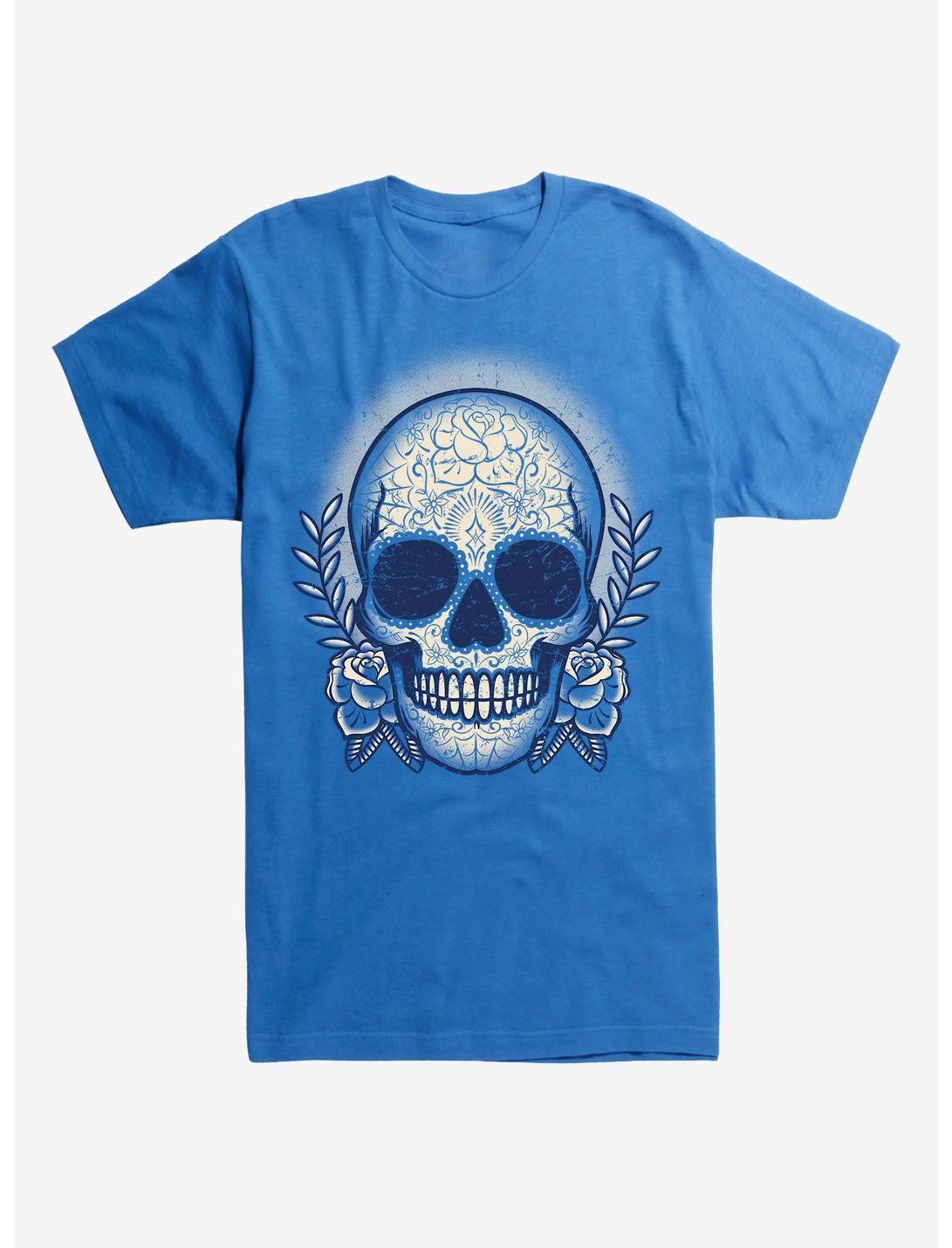 Vintage Sugar Skull T-Shirt, ROYAL BLUE, hi-res