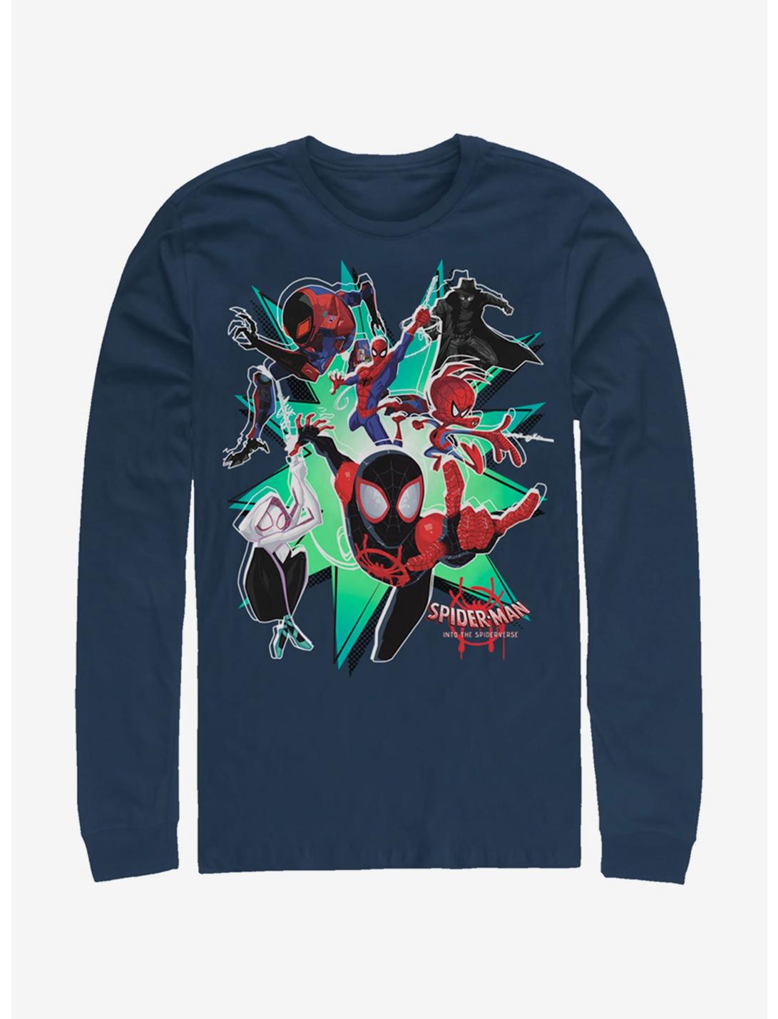 Marvel Spider-Man Group Spider-Verse Long-Sleeve T-Shirt , NAVY, hi-res
