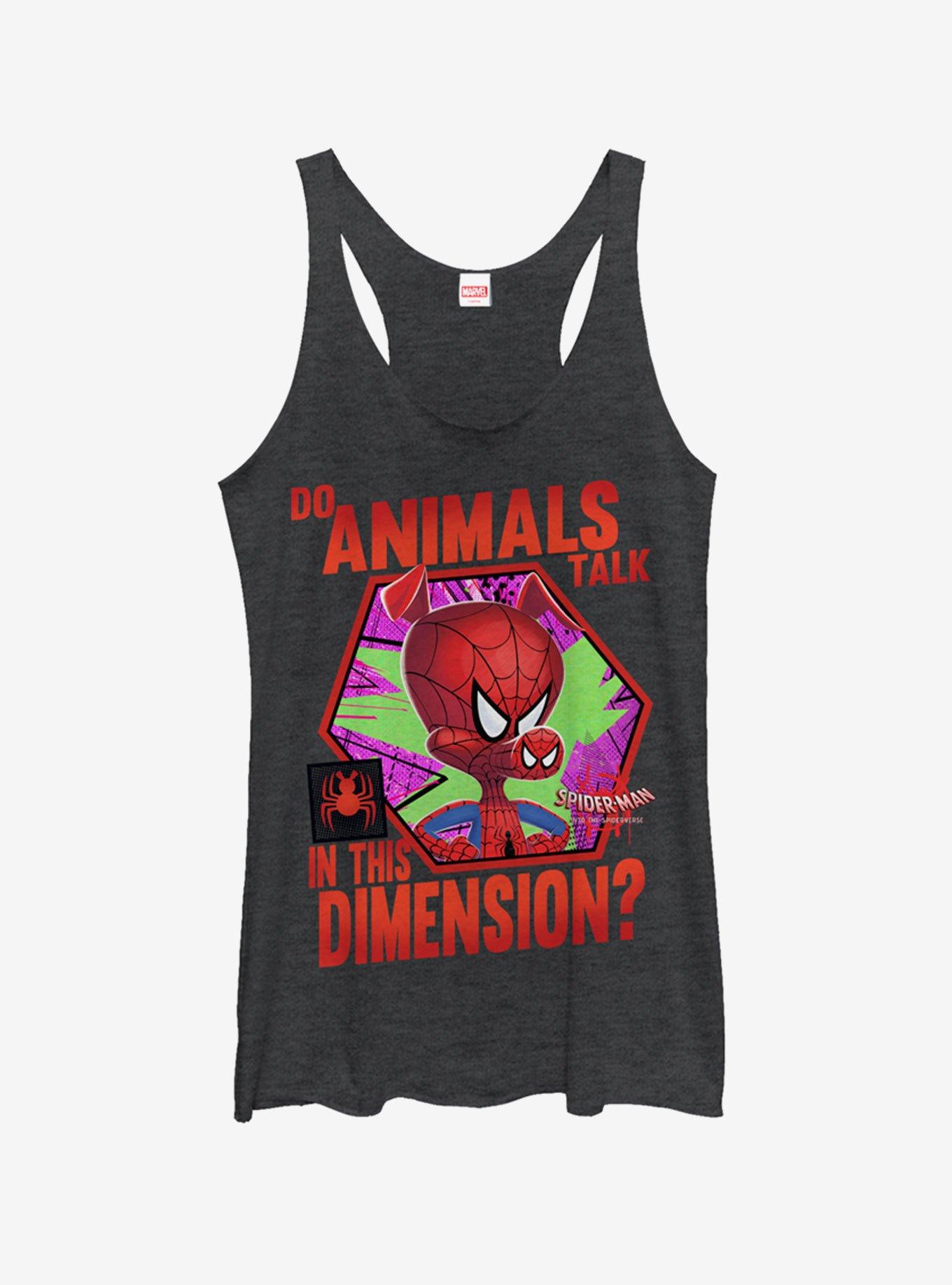 Marvel Spider-Man Animals Talk Womens Tank, BLK HTR, hi-res