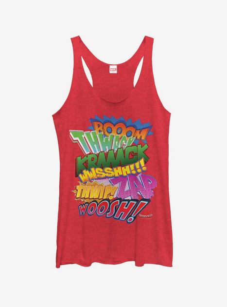 Marvel Spider-Man Sound Effects Womens Tank - RED | BoxLunch