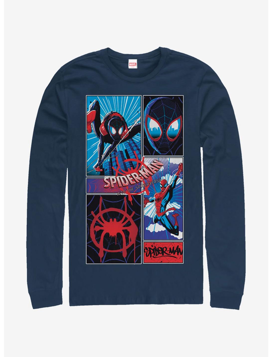 Marvel Spider-Man Comic Spiders Long-Sleeve T-Shirt, NAVY, hi-res