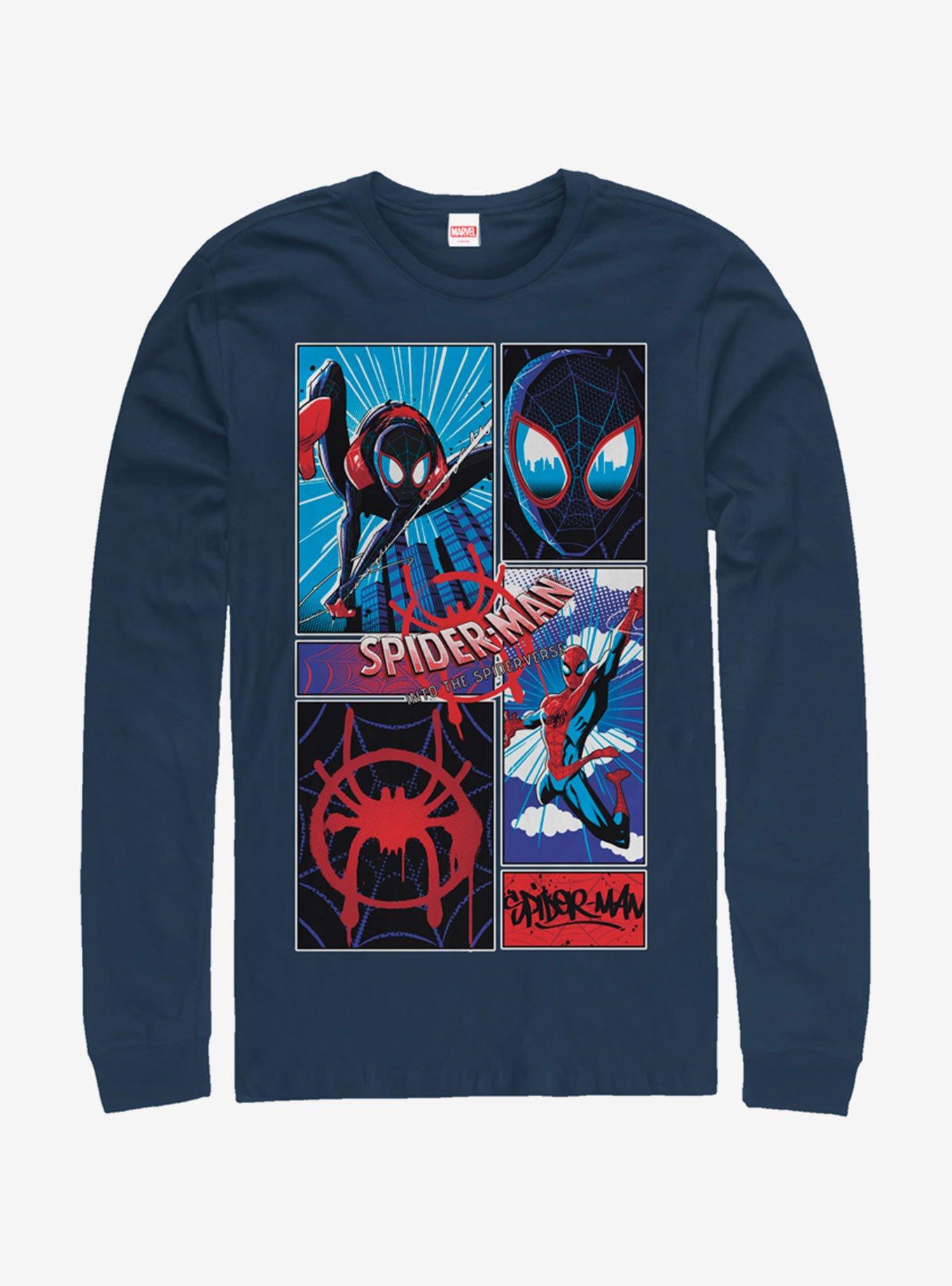 Marvel Spider-Man Comic Spiders Long-Sleeve T-Shirt, NAVY, hi-res