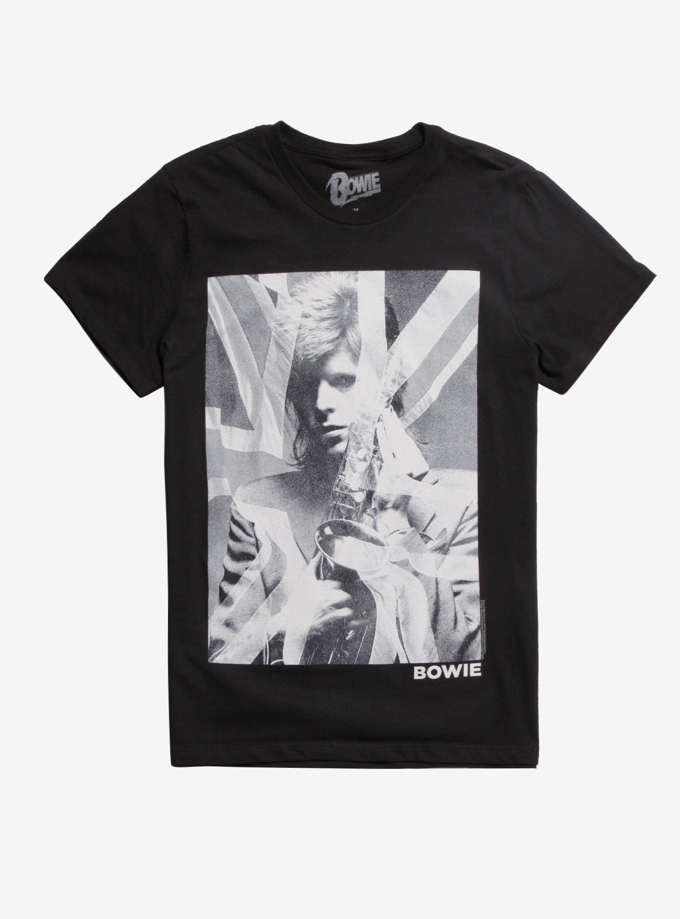 David Bowie Saxophone Portrait T-Shirt, BLACK, hi-res
