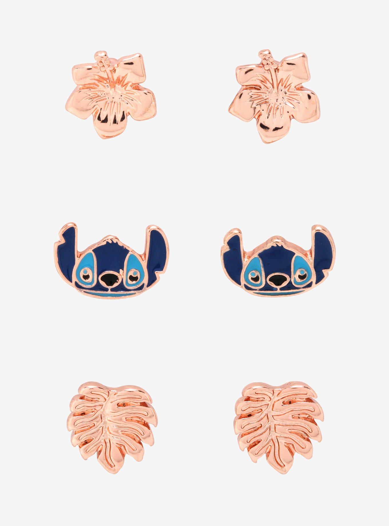 Disney Lilo & Stitch Rose Gold Earring Set - BoxLunch Exclusive, , hi-res
