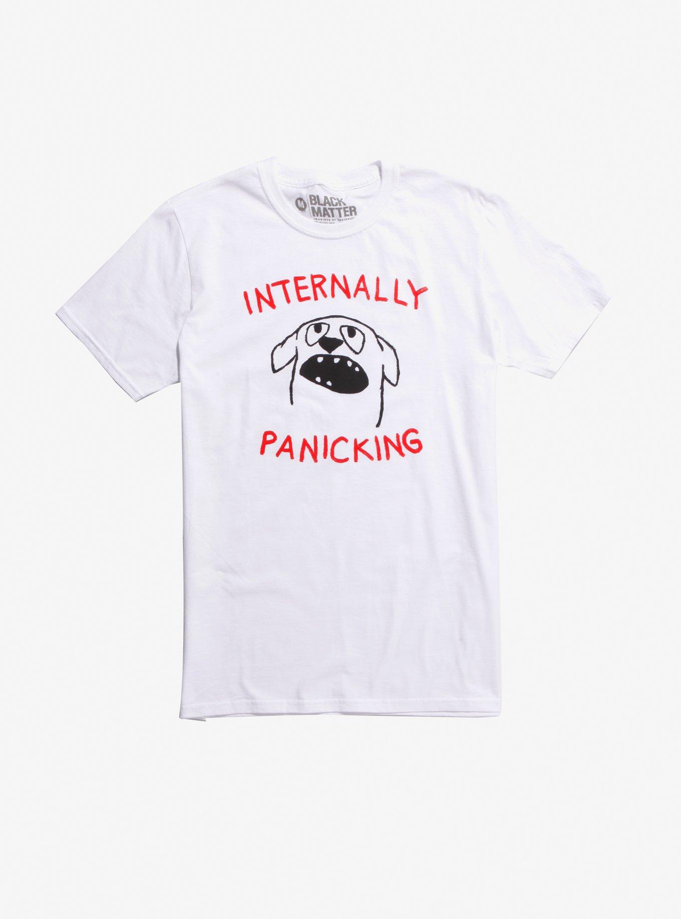 Internally Panicking T-Shirt By Fox Shiver, WHITE, hi-res