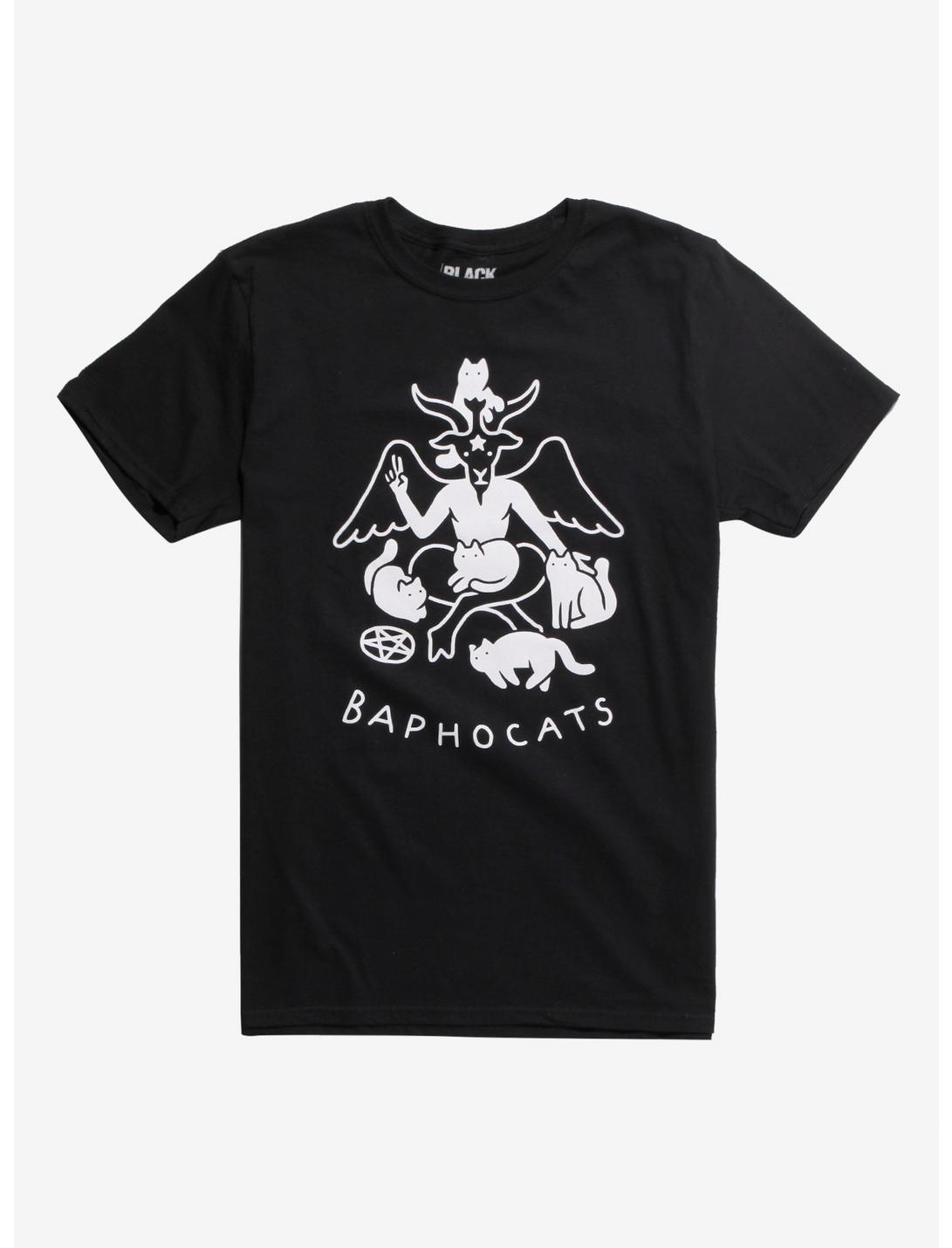 Baphocats Black T-Shirt By Obinsun, WHITE, hi-res