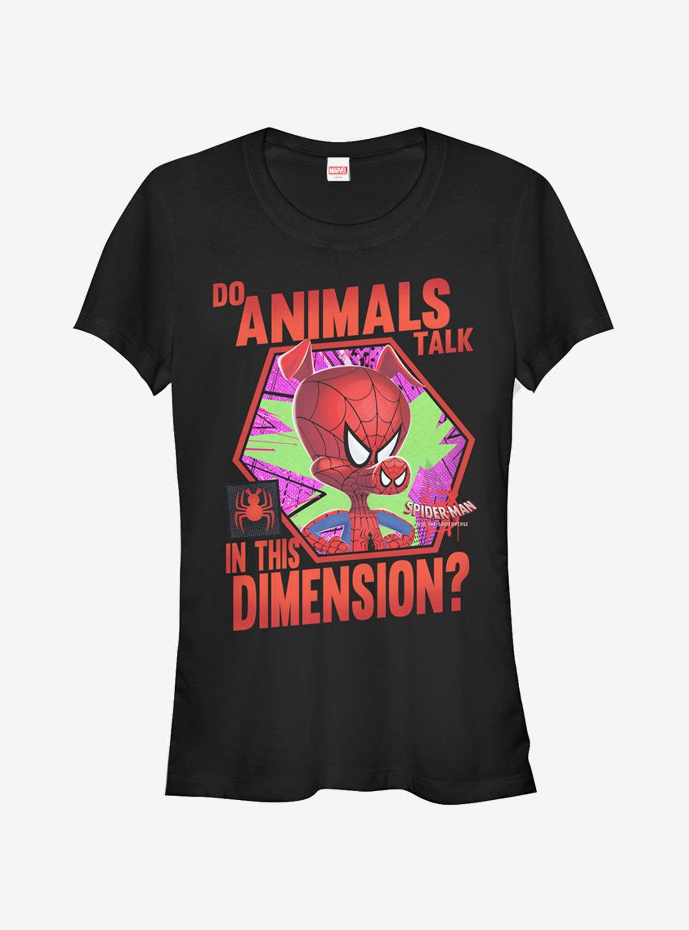 Marvel Spider-Man: Into The Spider-Verse Animals Talk Girls T-Shirt, BLACK, hi-res