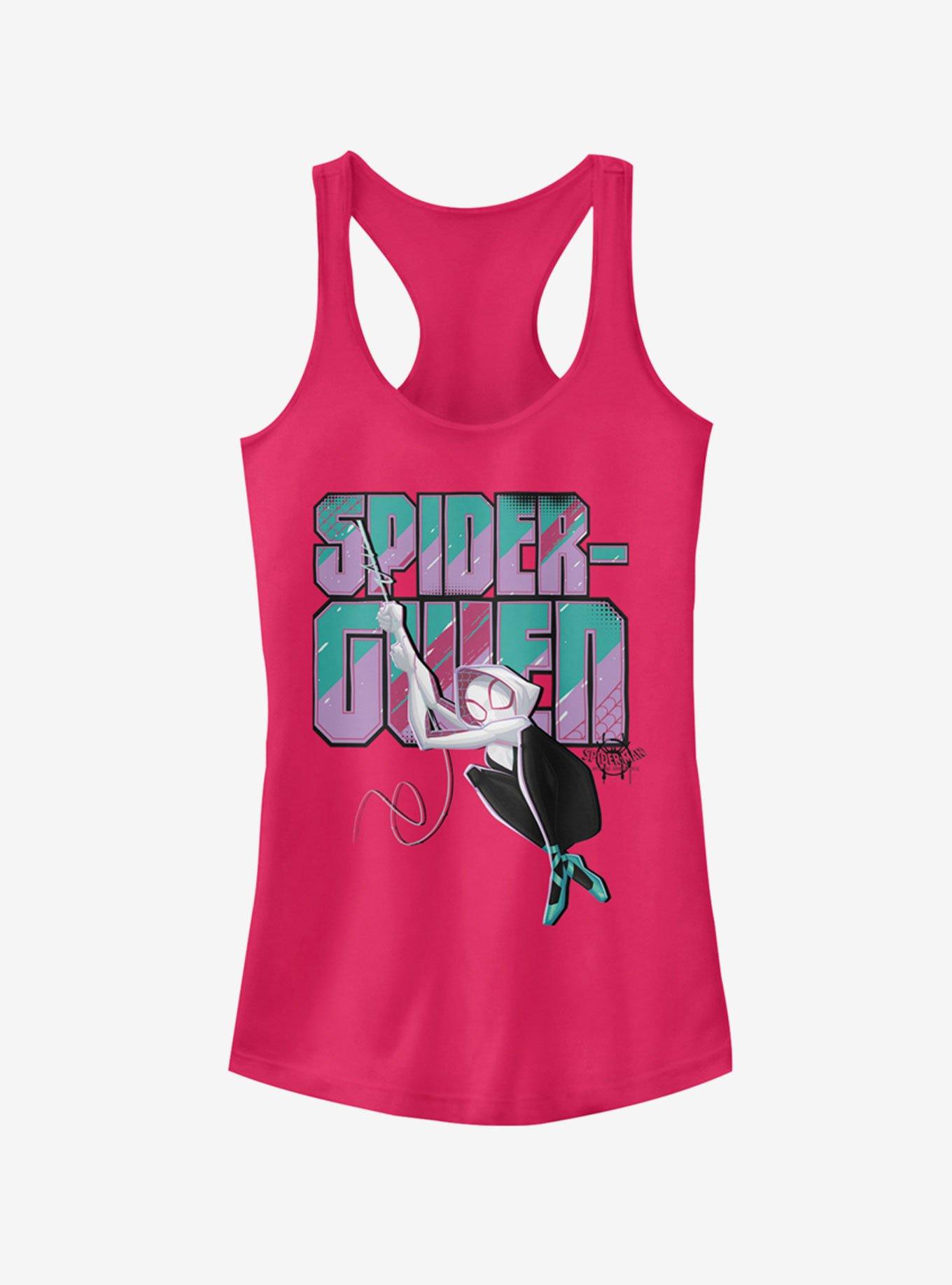 Marvel Spider-Man: Into The Spider-Verse Ghost-Spider Swinging Raspberry Girls Tank Top, RASPBERRY, hi-res