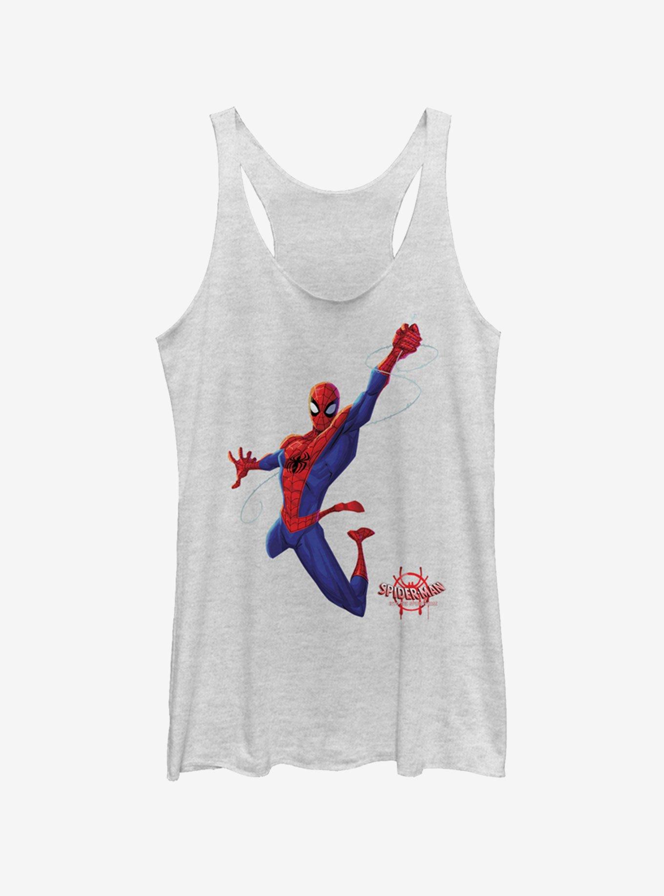 Marvel Spider-Man: Into The Spider-Verse Real Spider-Man Heathered Girls Tank Top, WHITE HTR, hi-res