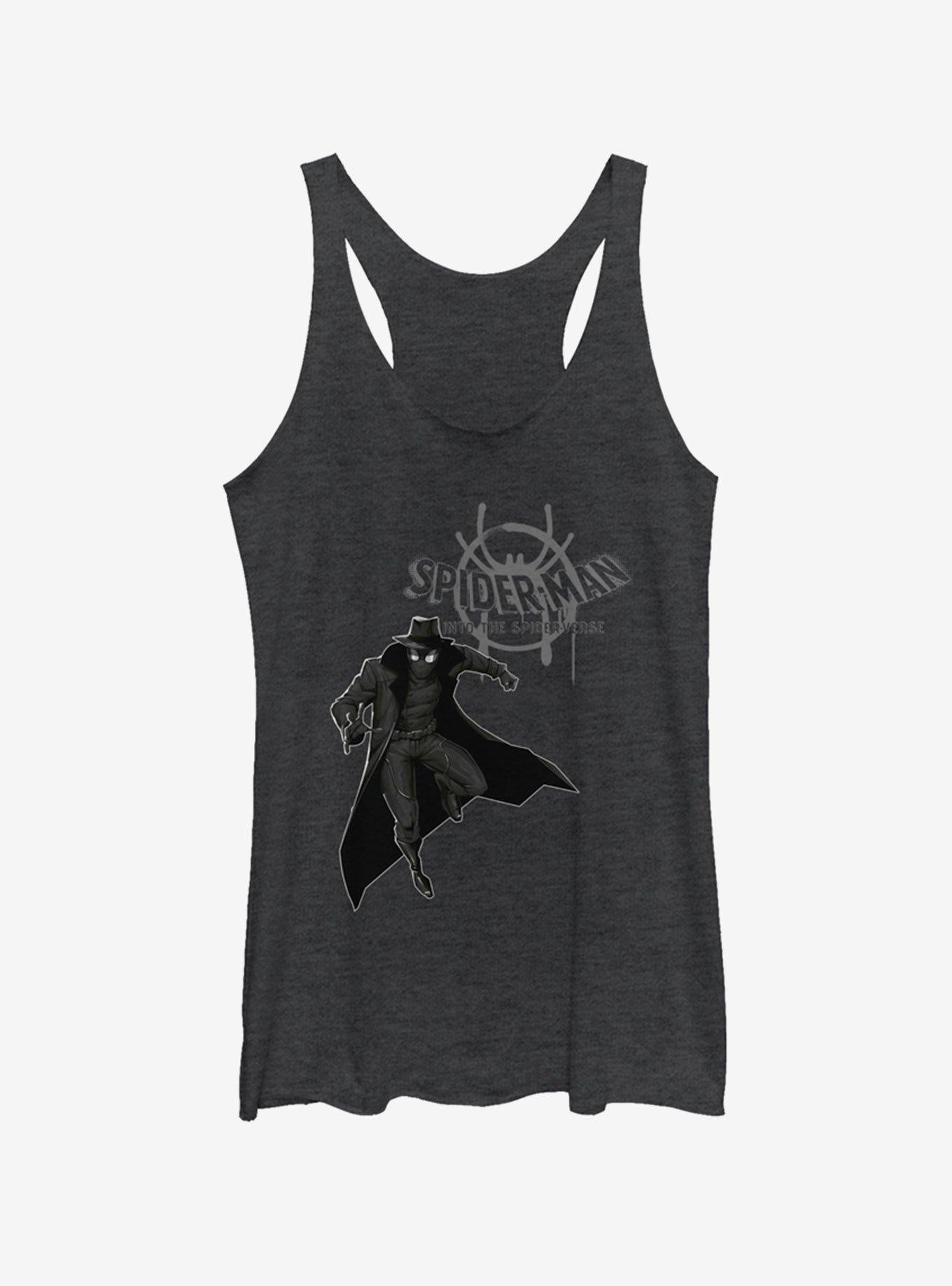 Marvel Spider-Man: Into The Spider-Verse Spider-Man Noir Girls Tank Top, BLK HTR, hi-res