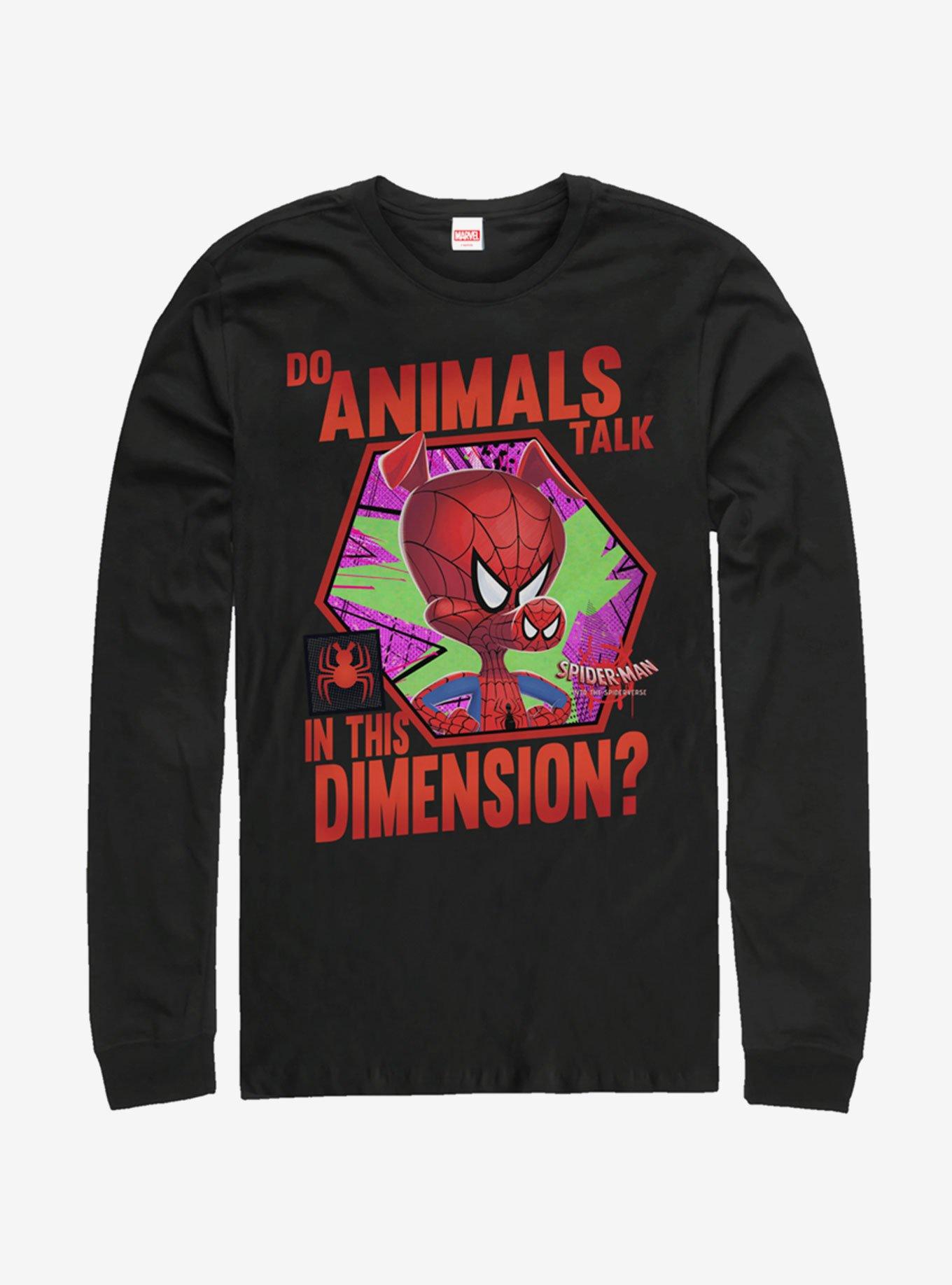 Marvel Spider-Man: Into The Spider-Verse Animals Talk Long-Sleeve T-Shirt, BLACK, hi-res