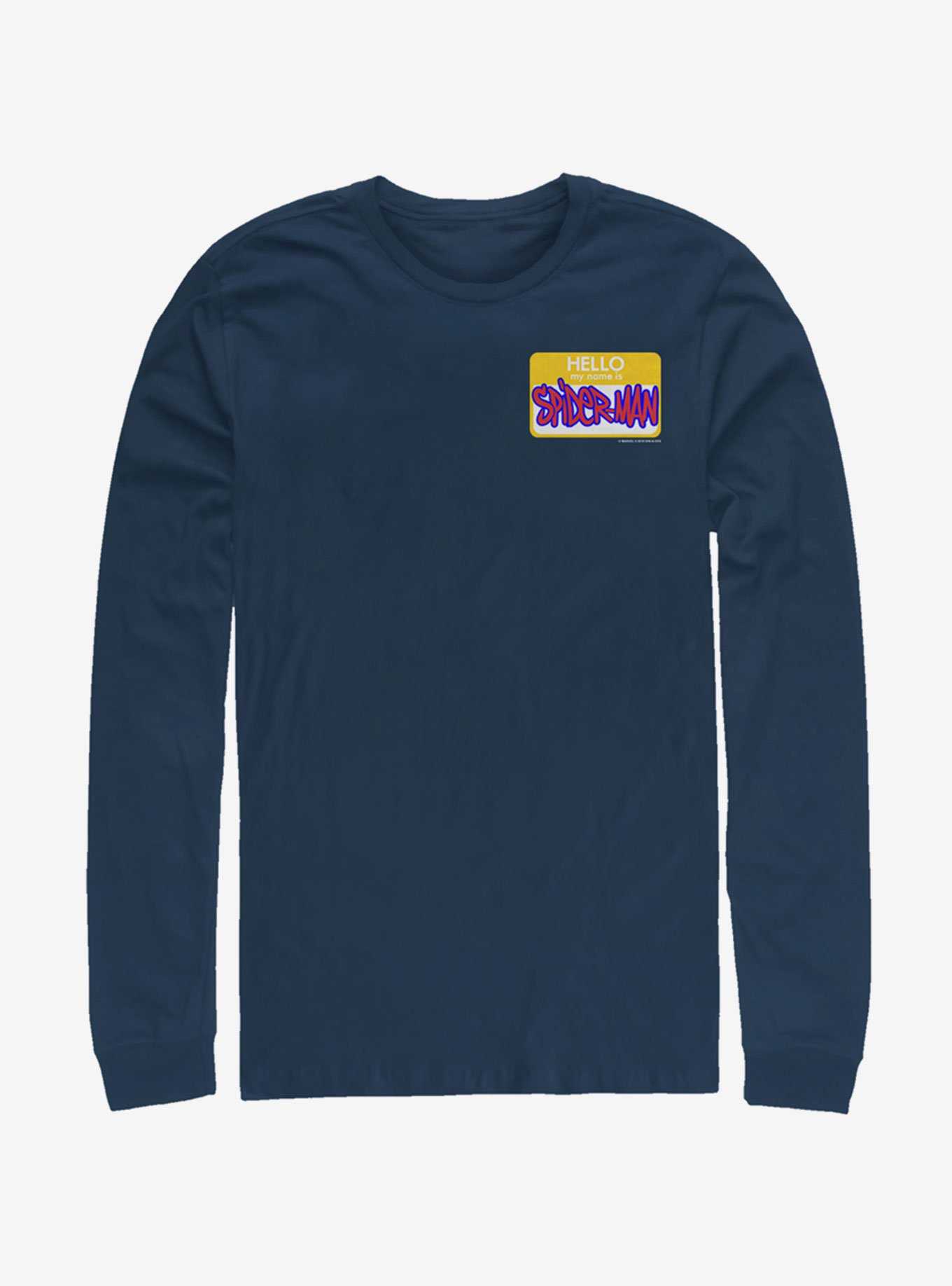 Marvel Spider-Man: Into The Spider-Verse Hello Spider-Man Name Tag Long-Sleeve T-Shirt, , hi-res