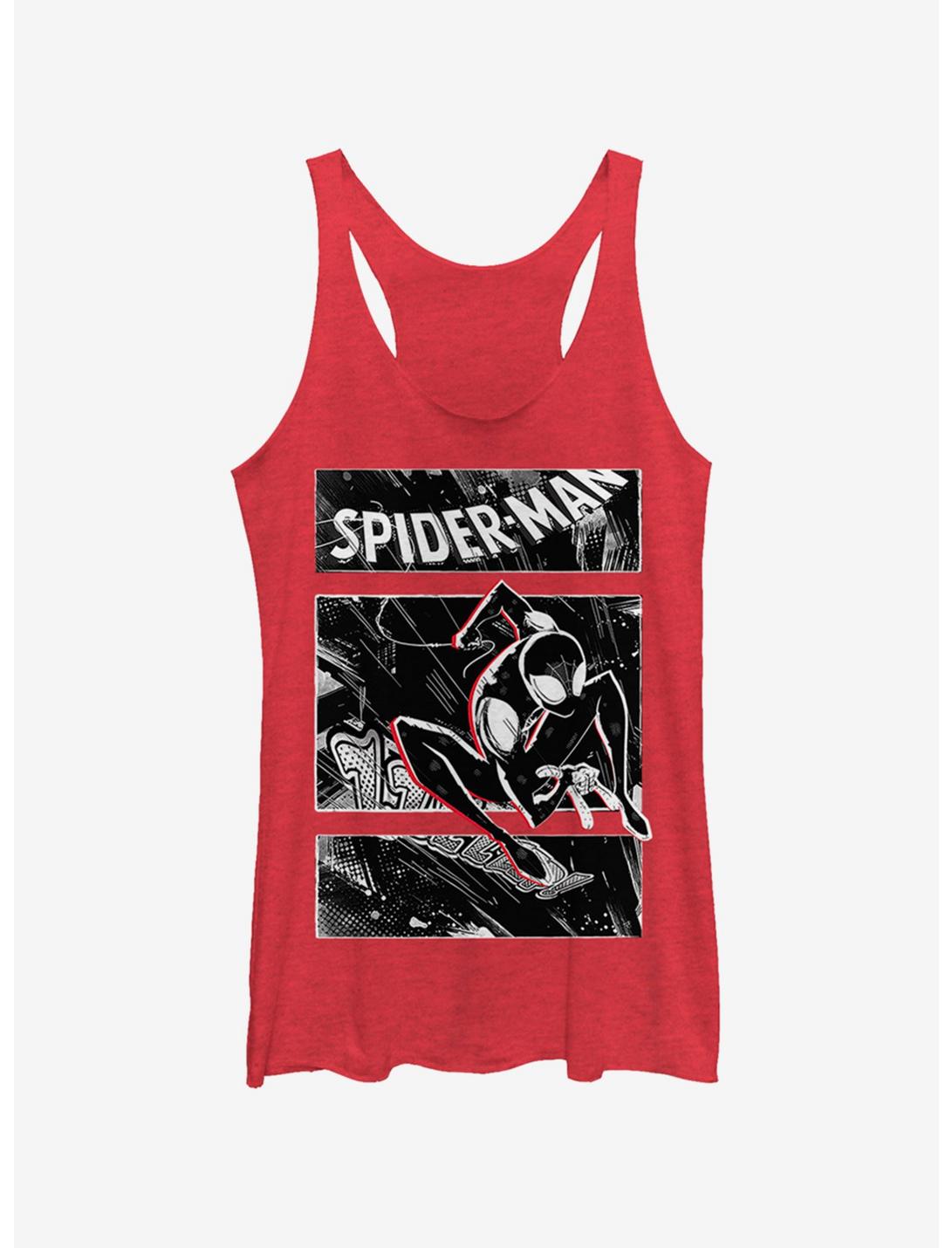Marvel Spider-Man: Into The Spider-Verse Street Panels Heathered Girls Tank Top, RED HTR, hi-res