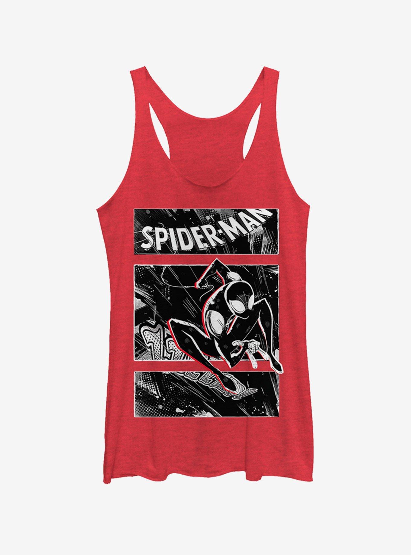 Marvel Spider-Man: Into The Spider-Verse Street Panels Heathered Girls Tank Top, RED HTR, hi-res