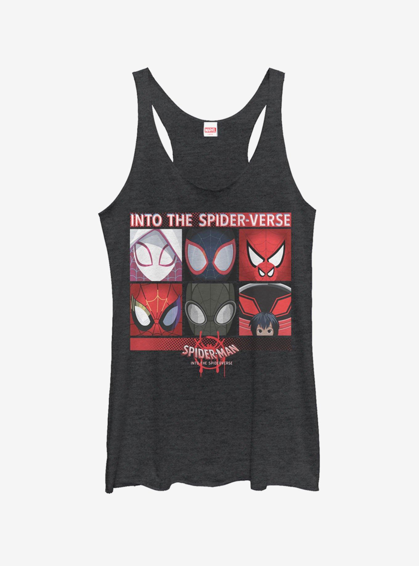 Marvel Spider-Man: Into The Spider-Verse Six Up Heathered Girls Tank Top, BLK HTR, hi-res