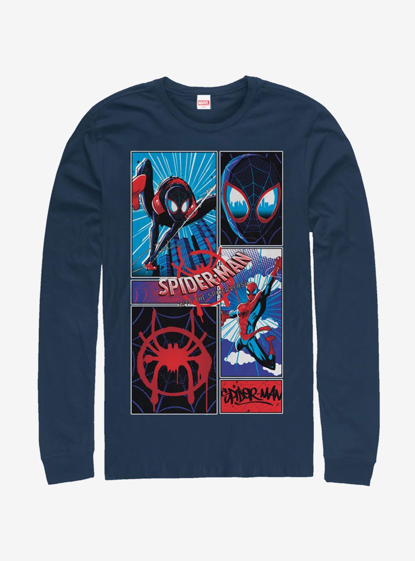 Marvel Spider-Man: Into The Spider-Verse Comic Spiders Long-Sleeve T-Shirt, NAVY, hi-res