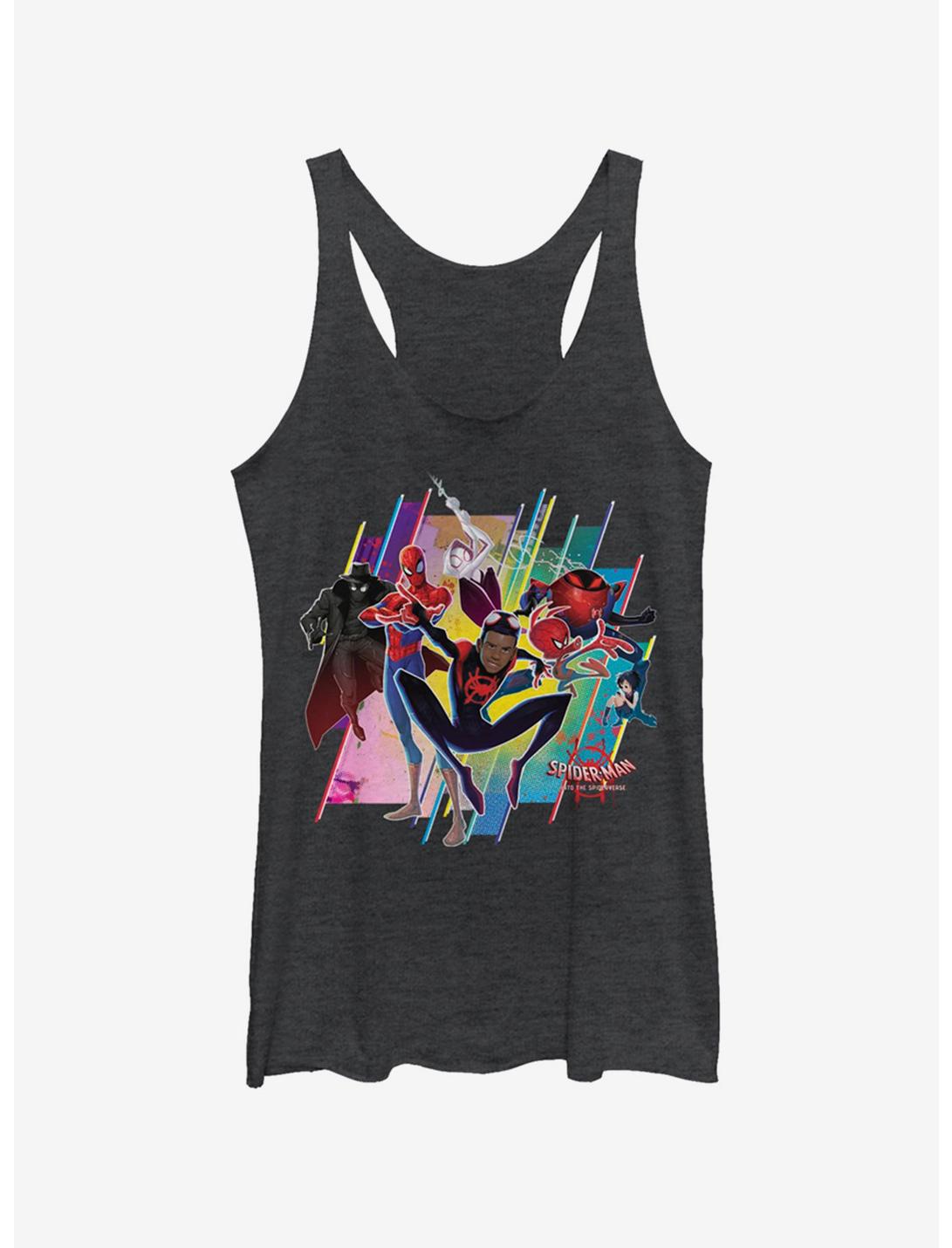 Marvel Spider-Man: Into The Spider-Verse Group Heathered Girls Tank Top, BLK HTR, hi-res