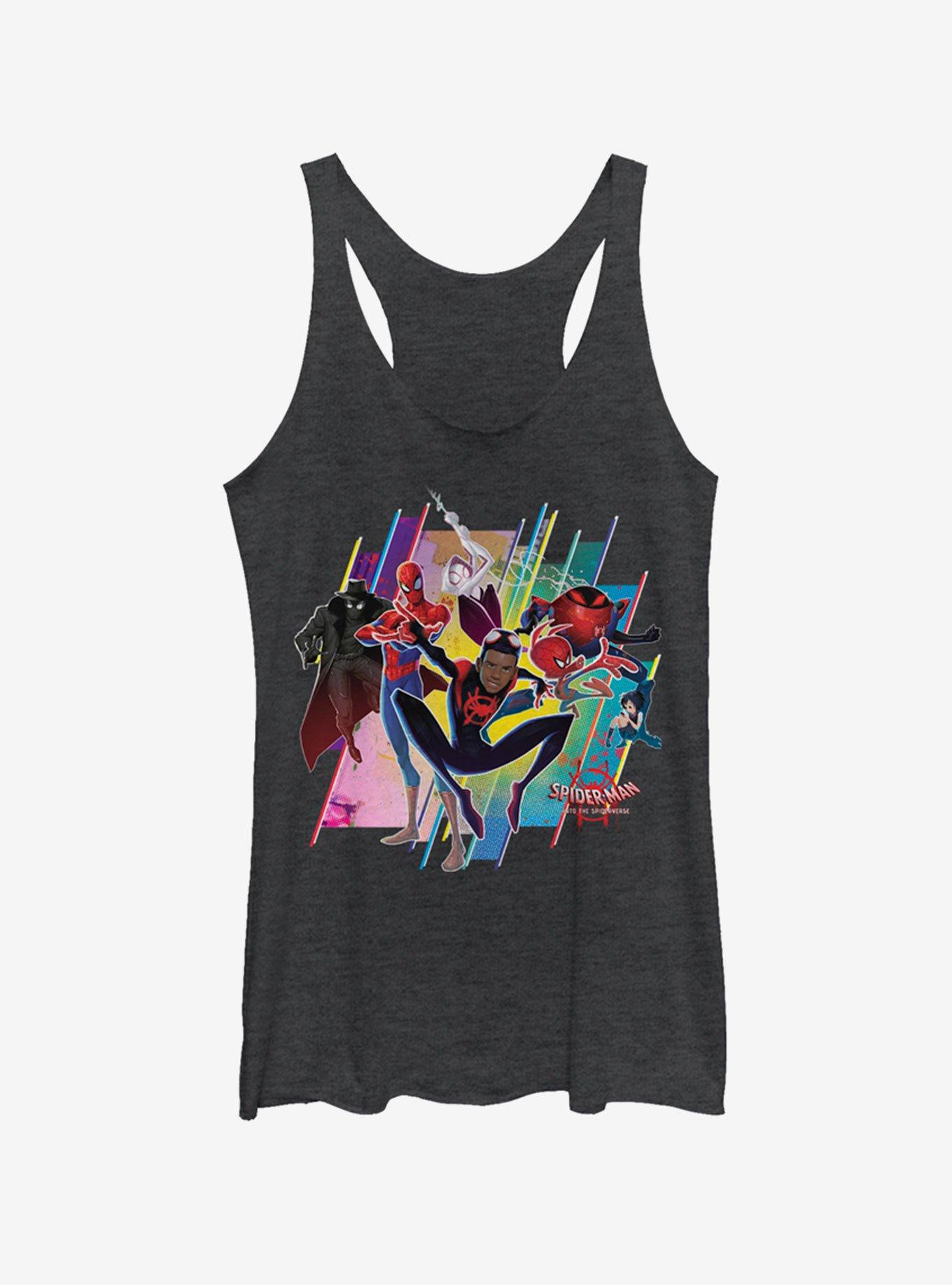 Marvel Spider-Man: Into The Spider-Verse Group Heathered Girls Tank Top, BLK HTR, hi-res