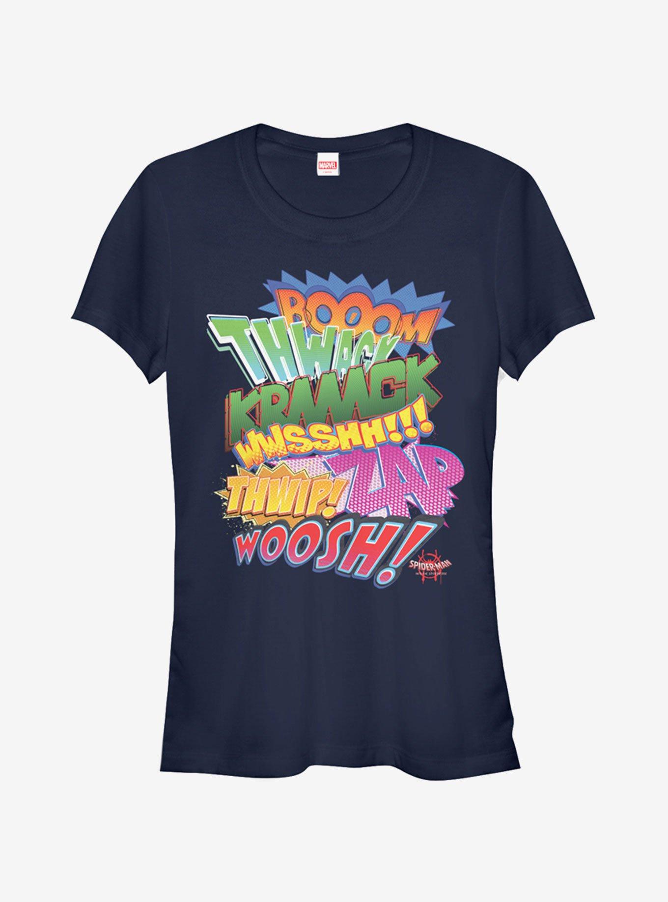 Marvel Spider-Man: Into The Spider-Verse Sound Effects Girls T-Shirt, NAVY, hi-res