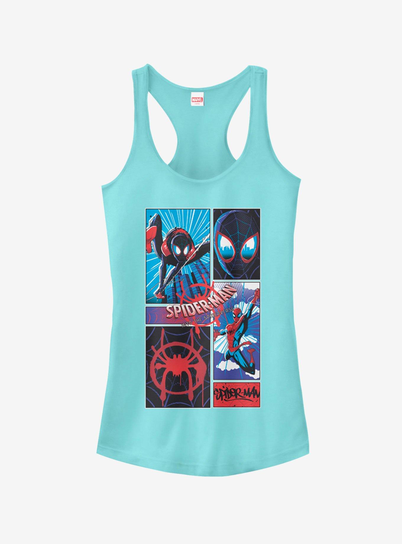 Marvel Spider-Man: Into The Spider-Verse Comic Spiders Cancun Blue Girls Tank Top