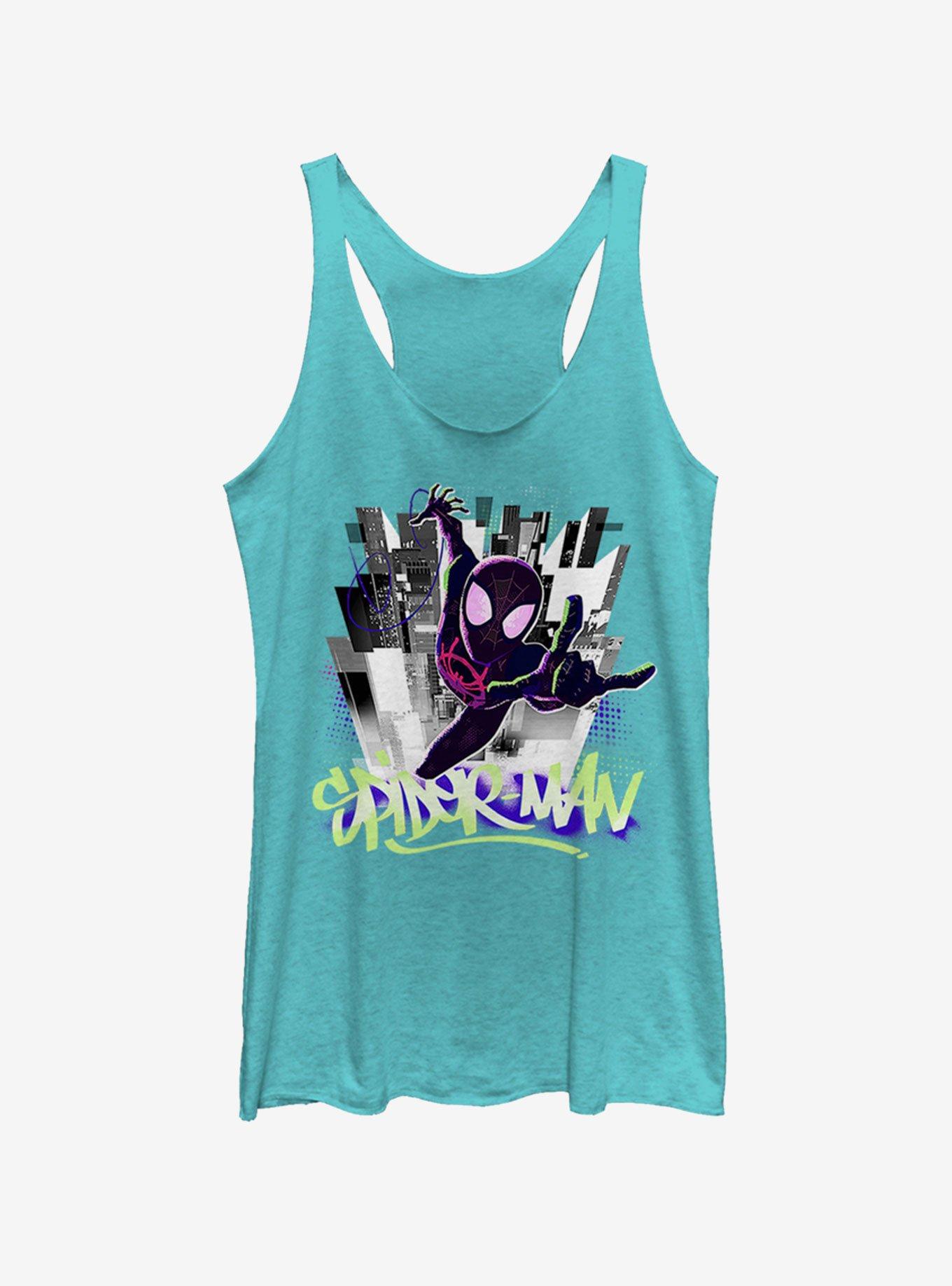 Marvel Spider-Man: Into The Spider-Verse Brooklyn Graffiti Tahiti Blue Girls Tank Top, TAHI BLUE, hi-res