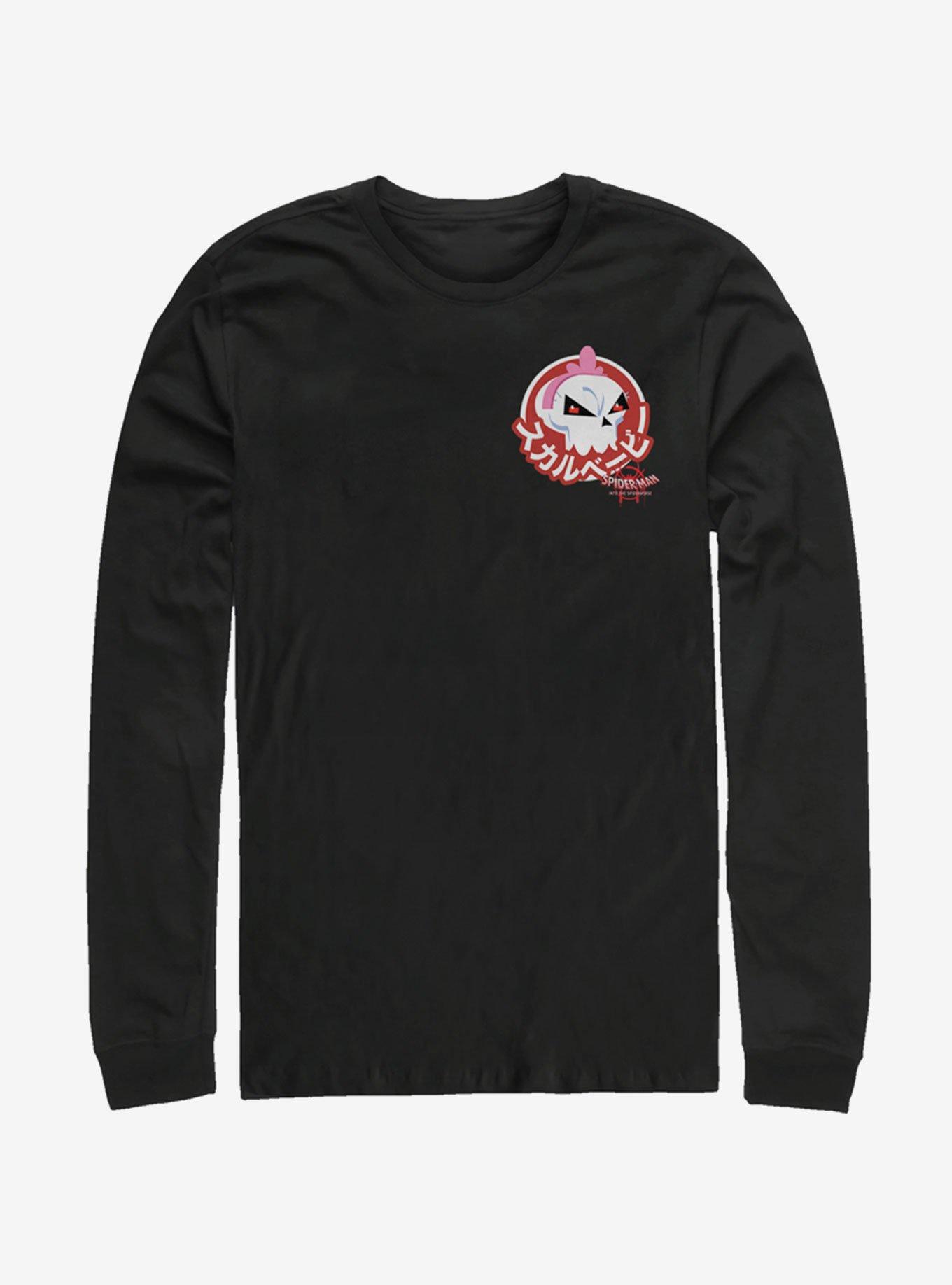 Marvel Spider-Man: Into The Spider-Verse Skull Sticker Pocket Long-Sleeve T-Shirt, BLACK, hi-res