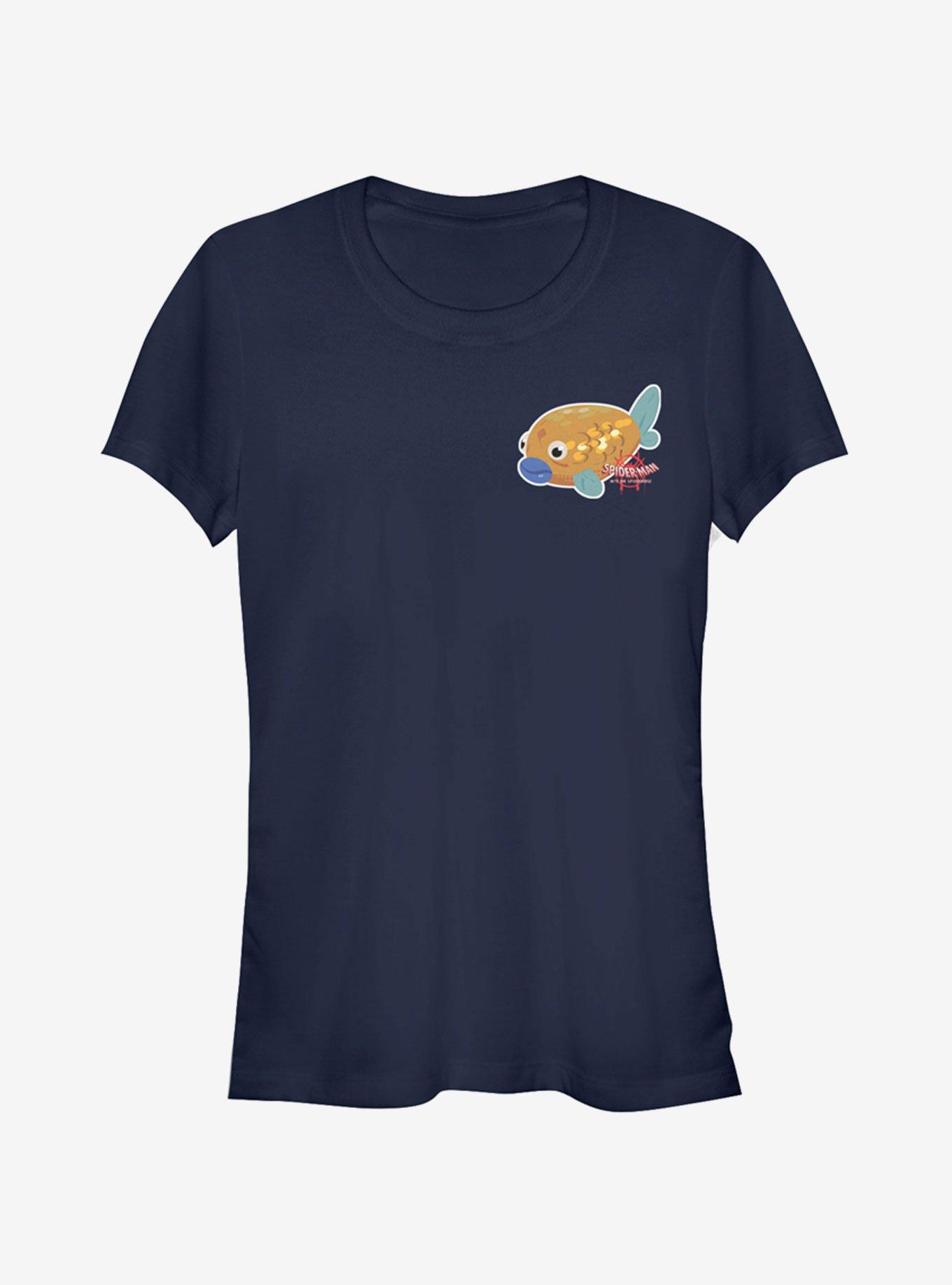 Marvel Spider-Man: Into The Spider-Verse Koi Fish Sticker Pocket Girls T-Shirt, NAVY, hi-res