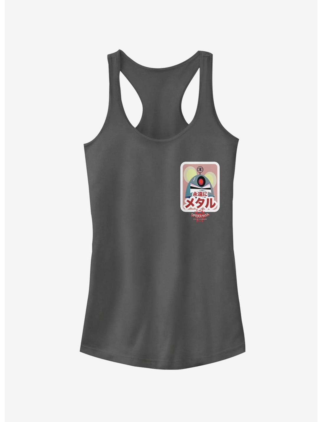 Marvel Spider-Man: Into The Spider-Verse Robot Mouse Sticker Pocket Girls Tank Top, CHARCOAL, hi-res