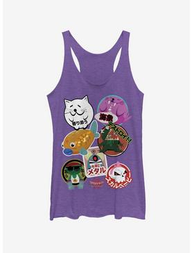 Marvel Spider-Man: Into The Spider-Verse Peni Parker Sticker Group Heathered Girls Tank Top, PUR HTR, hi-res