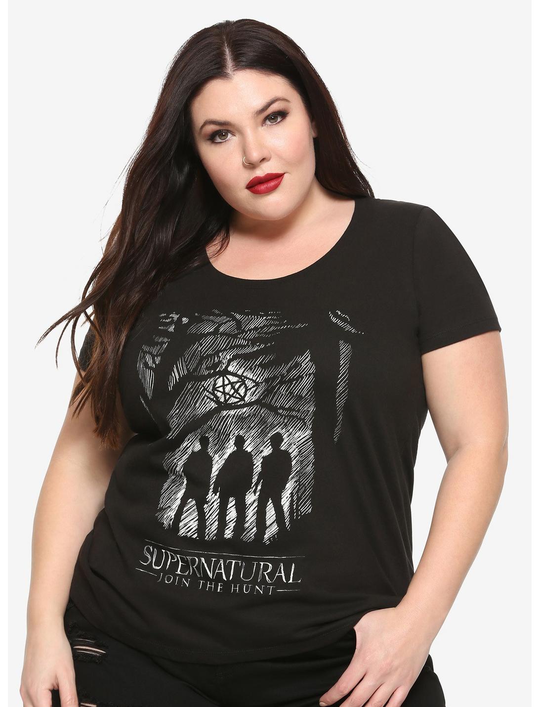 Supernatural Sketch Girls T-Shirt Plus Size, WHITE, hi-res
