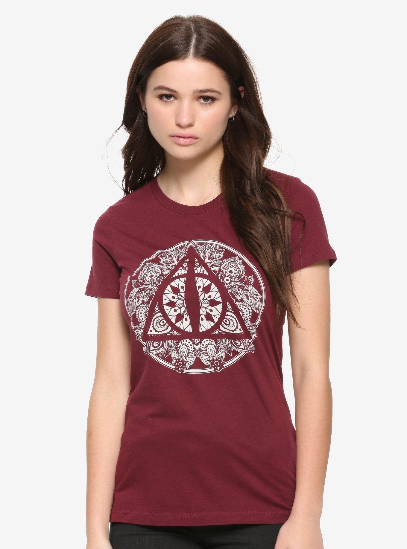 Harry Potter Floral Deathly Hallows Girls T-Shirt, PINK, hi-res