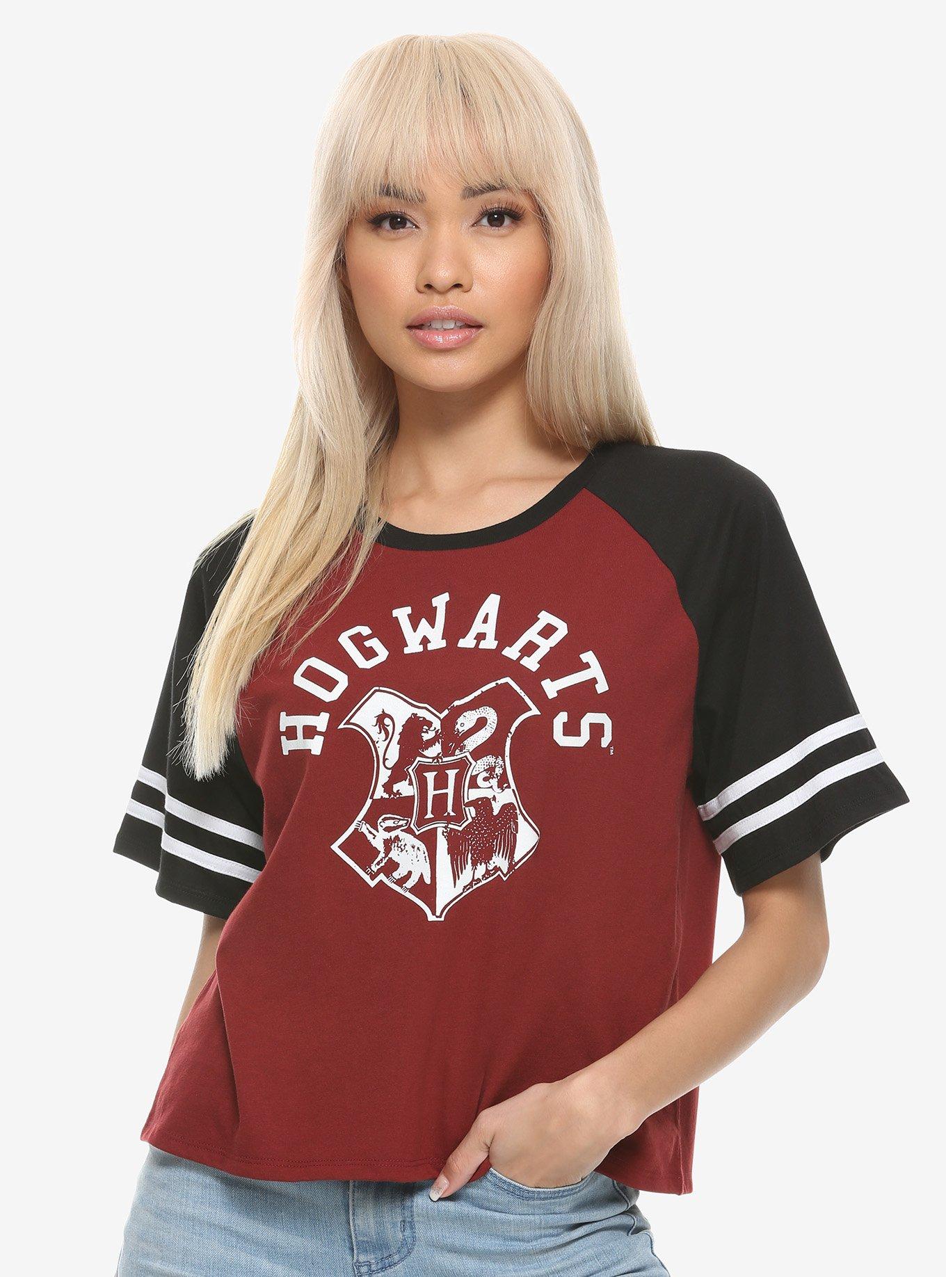 Harry Potter Hogwarts Girls Athletic Crop T-Shirt, BLACK, hi-res