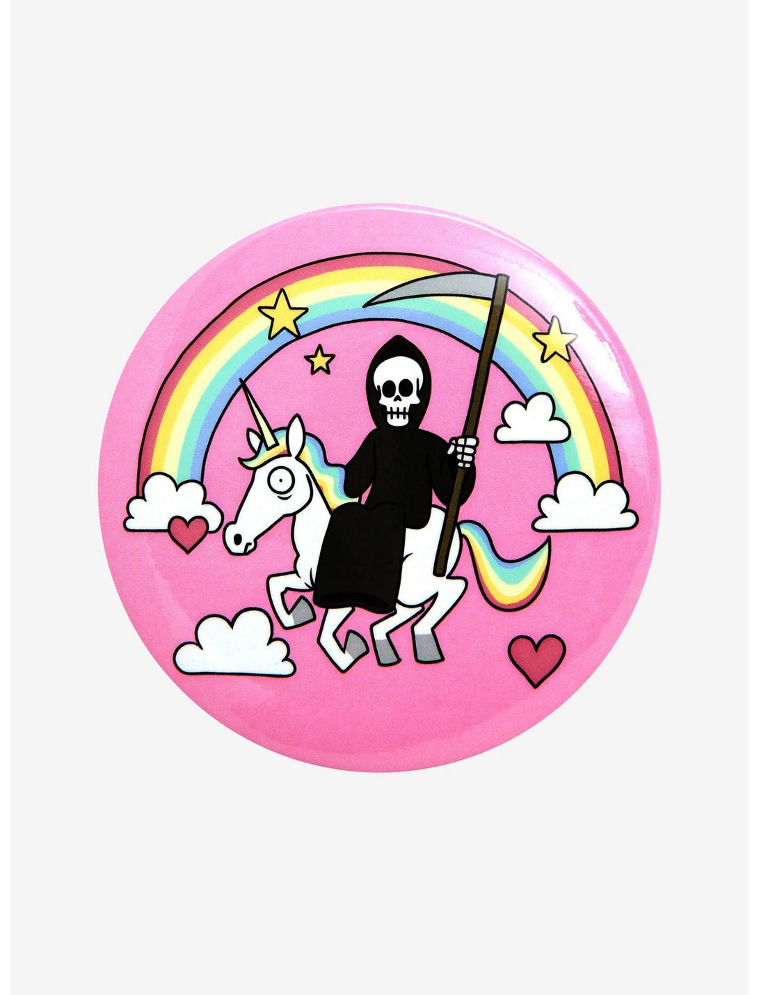 Death Unicorn Rainbow Button, , hi-res