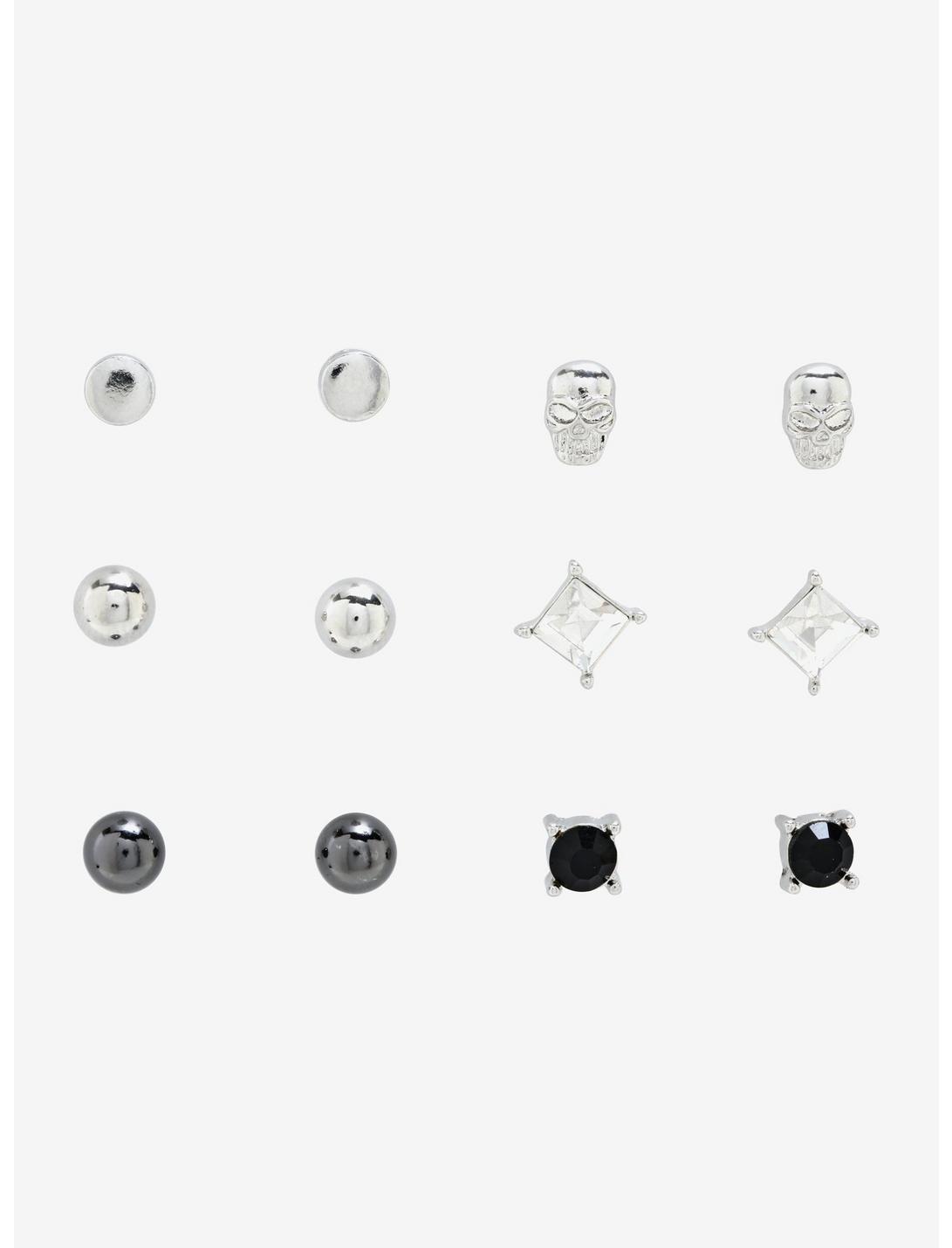 Skull & Beads Stud Earring Set, , hi-res