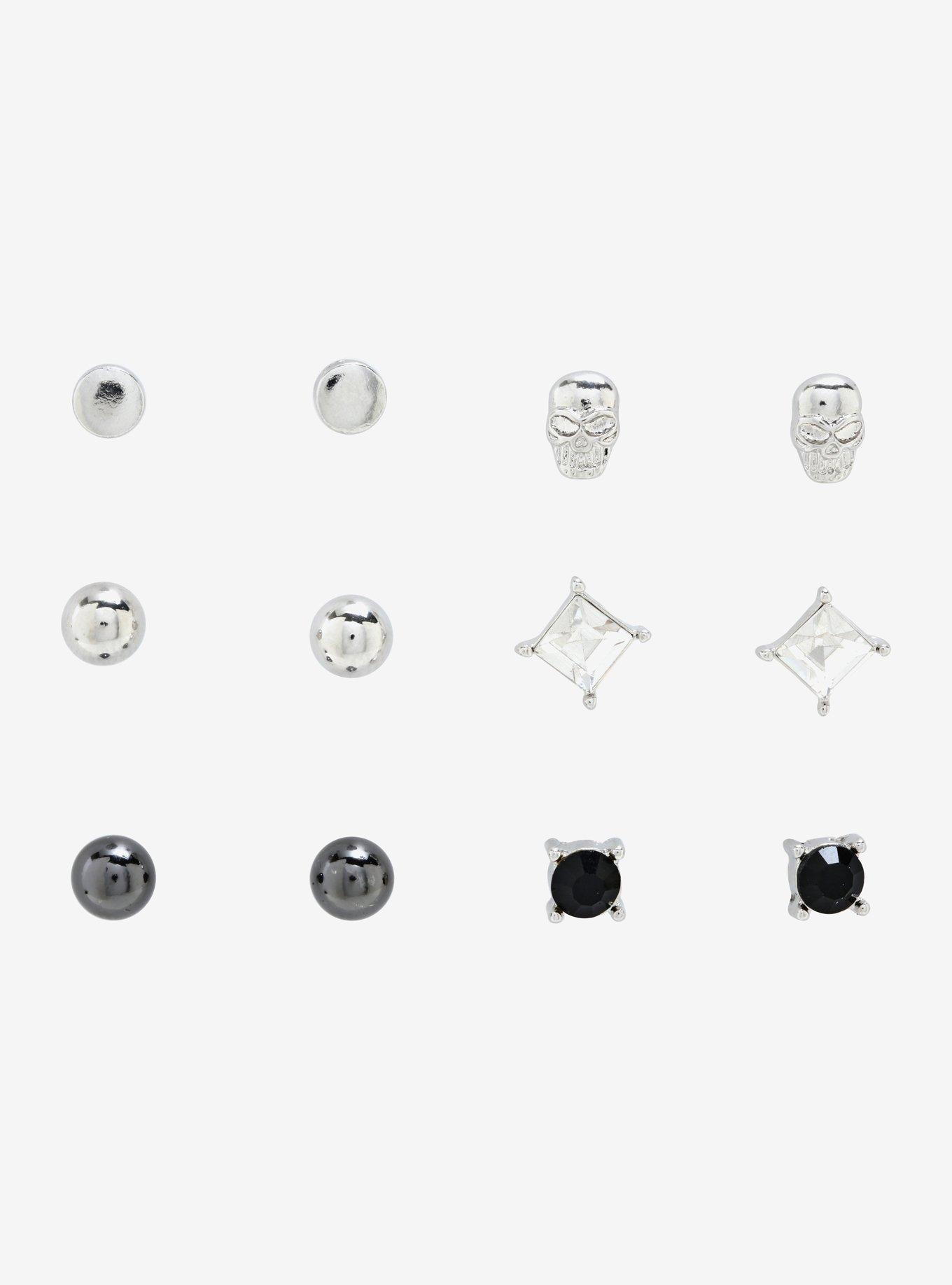 Skull & Beads Stud Earring Set, , hi-res