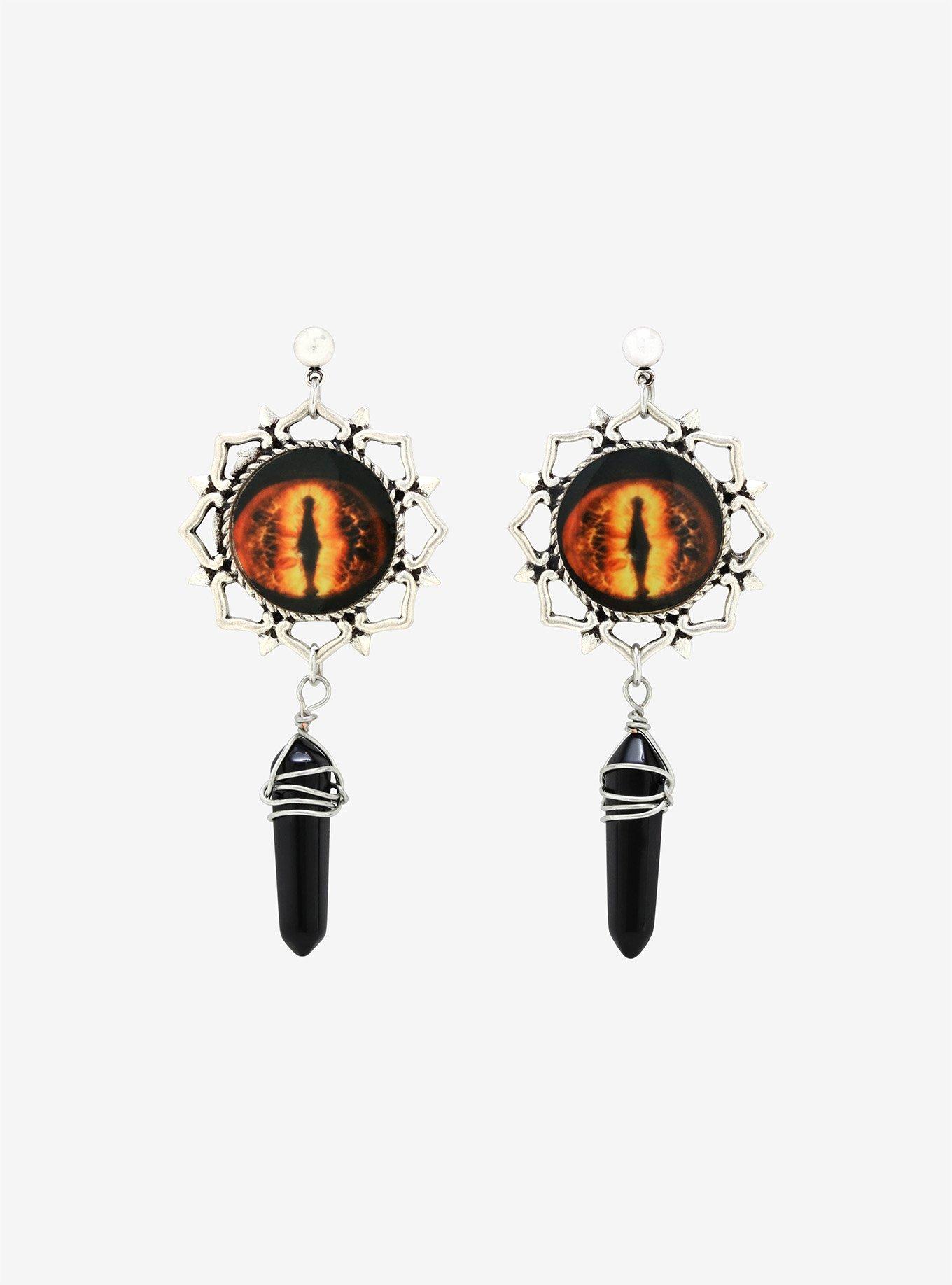 Dragon Eye Crystal Dangle Earrings, , hi-res