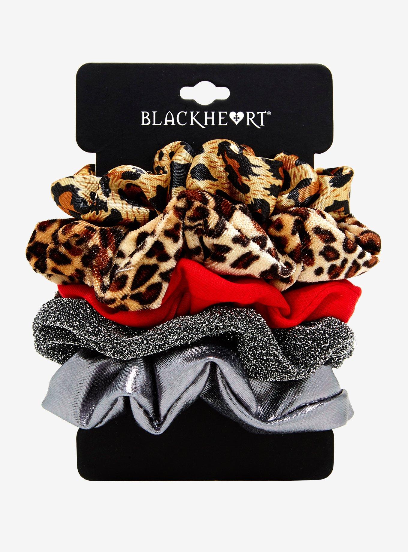 Blackheart Leopard Print Metallic Scrunchie Set, , hi-res