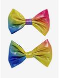 Metallic Rainbow Bow Tie Barrettes Set, , hi-res