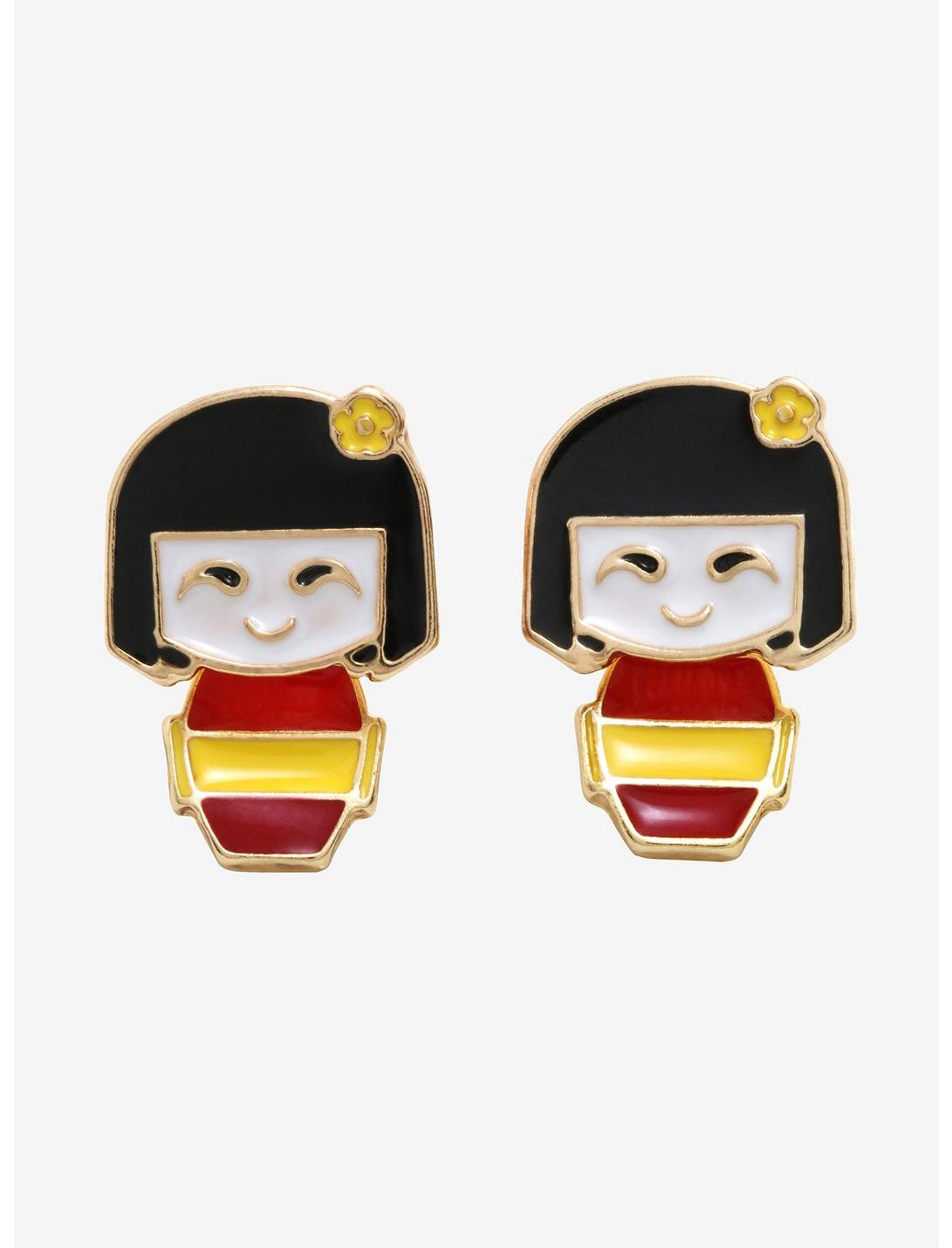 Geisha Doll Font/Back Earrings, , hi-res