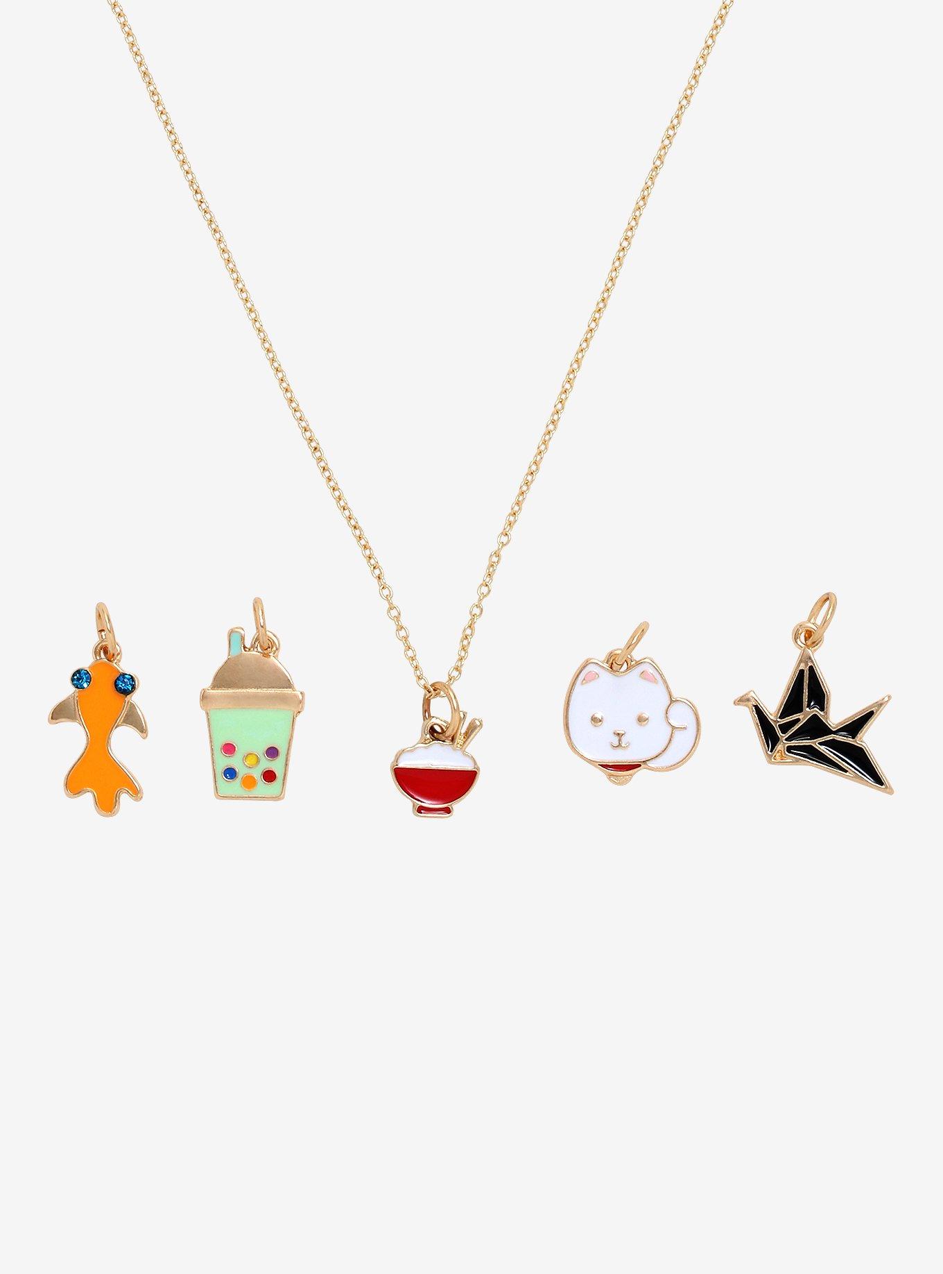 Lucky Cat Boba Interchangeable Charm Necklace, , hi-res