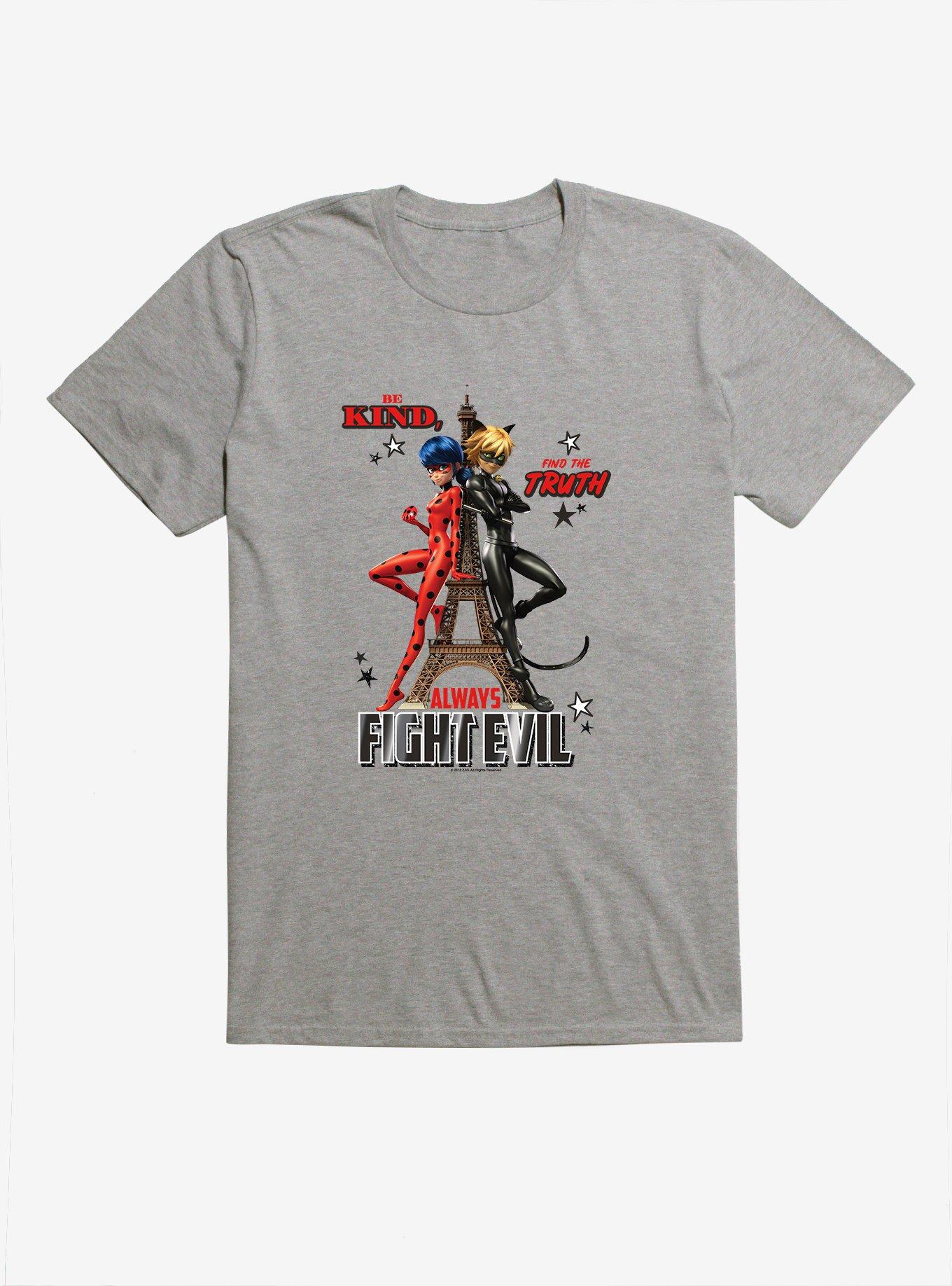 Miraculous: Tales of Ladybug & Noir Always Fight Evil T-Shirt - GREY | Hot Topic